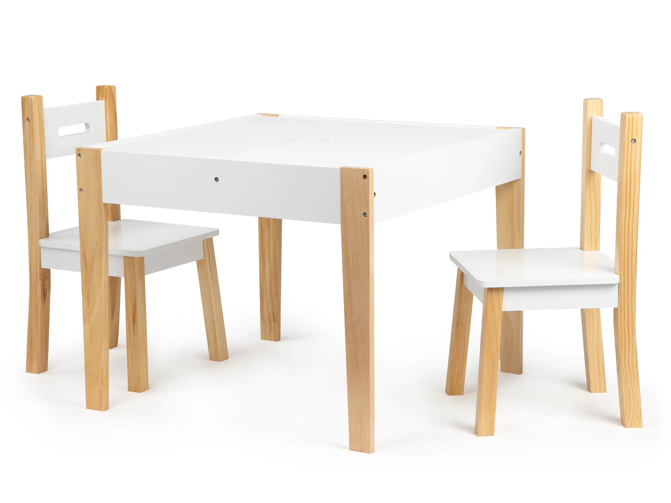 ecotoys set dječjeg stola sa stolicama bijeli - slika 2