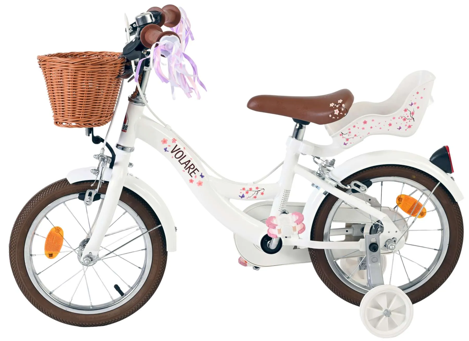 volare dječji bicikl blossom 14″ bijele boje, s dvije ručne kočnice - slika 8