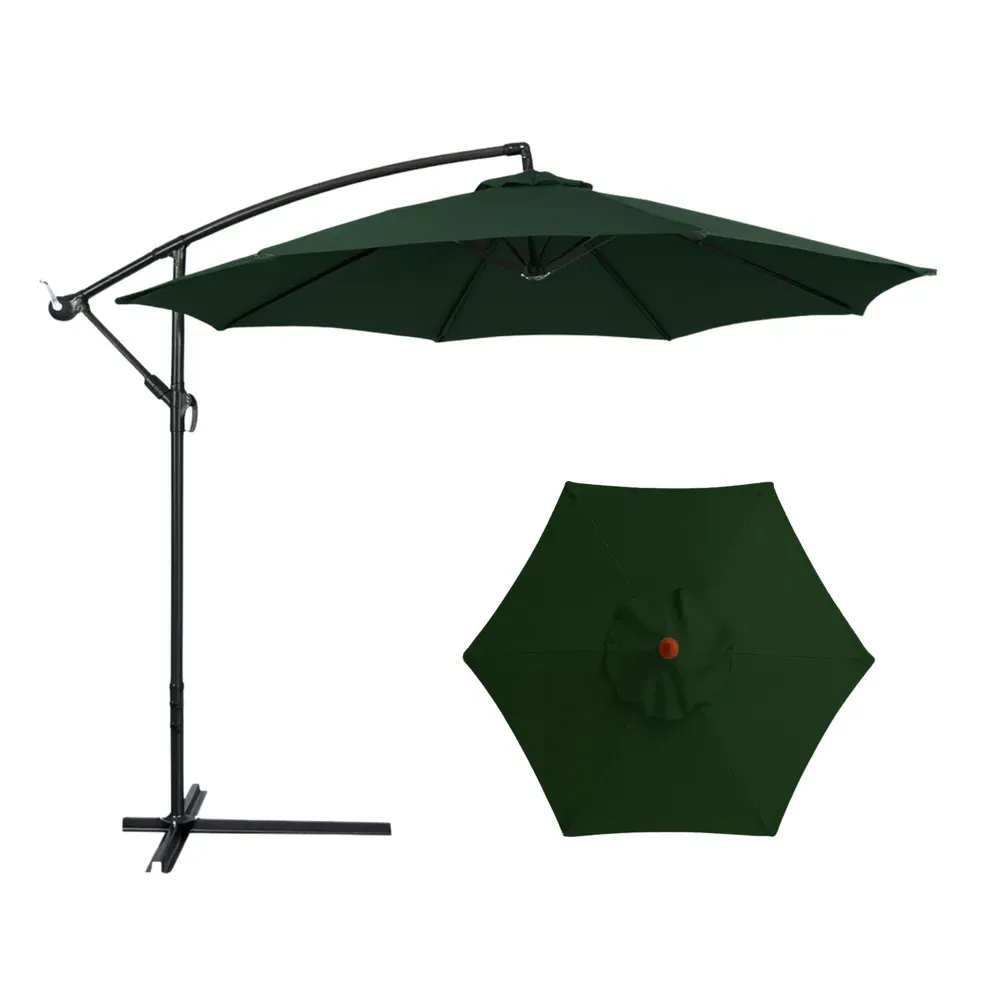 bočni vrtni suncobran s podesivim nagibom 350 x 250 cm zeleni - slika 3