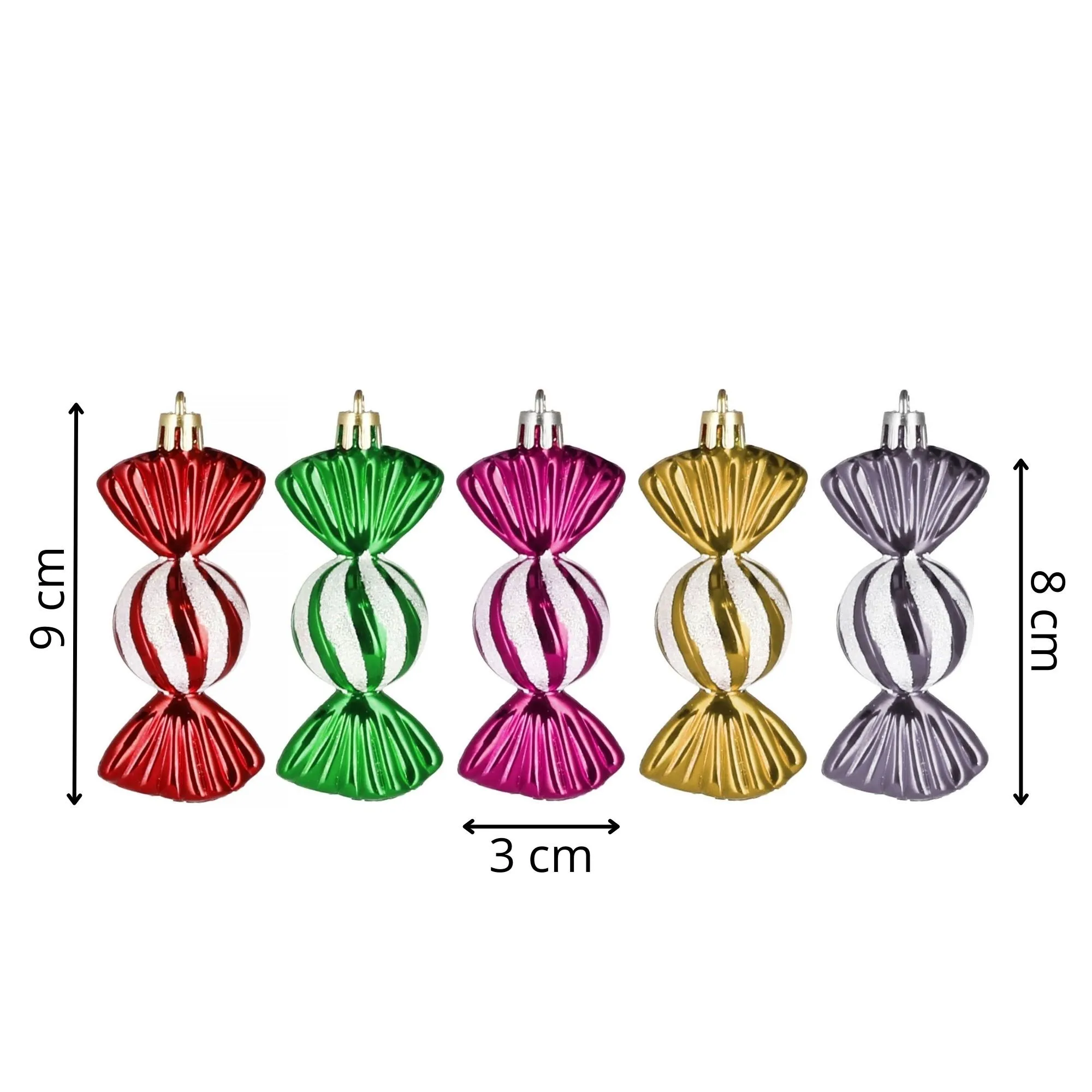 božićne kuglice 6 cm – set od 5 komada, bomboni - slika 12