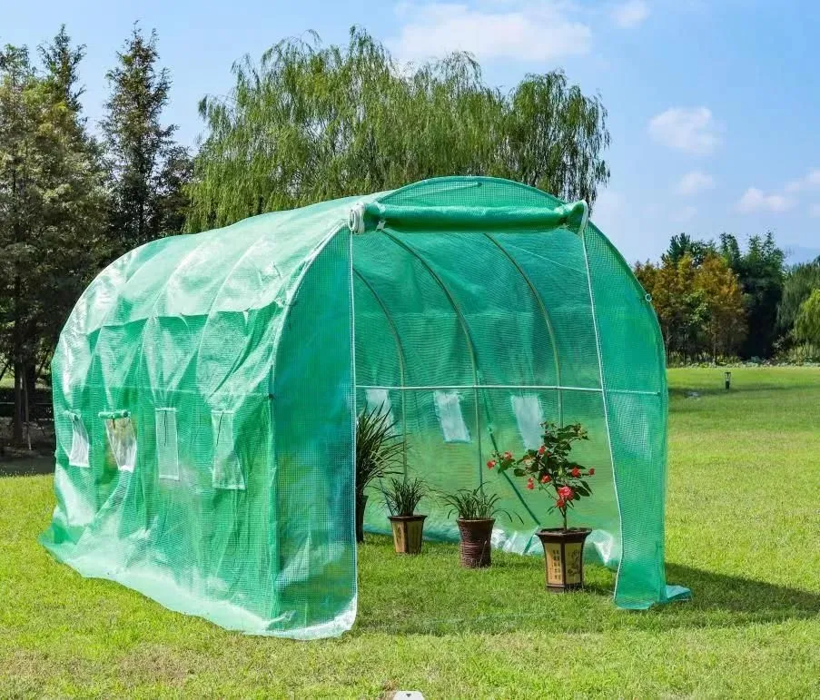 vrtni tunelski staklenik 6 × 3 × 2 m, 18 m², s metalnom konstrukcijom i uv-otpornom folijom - slika 4