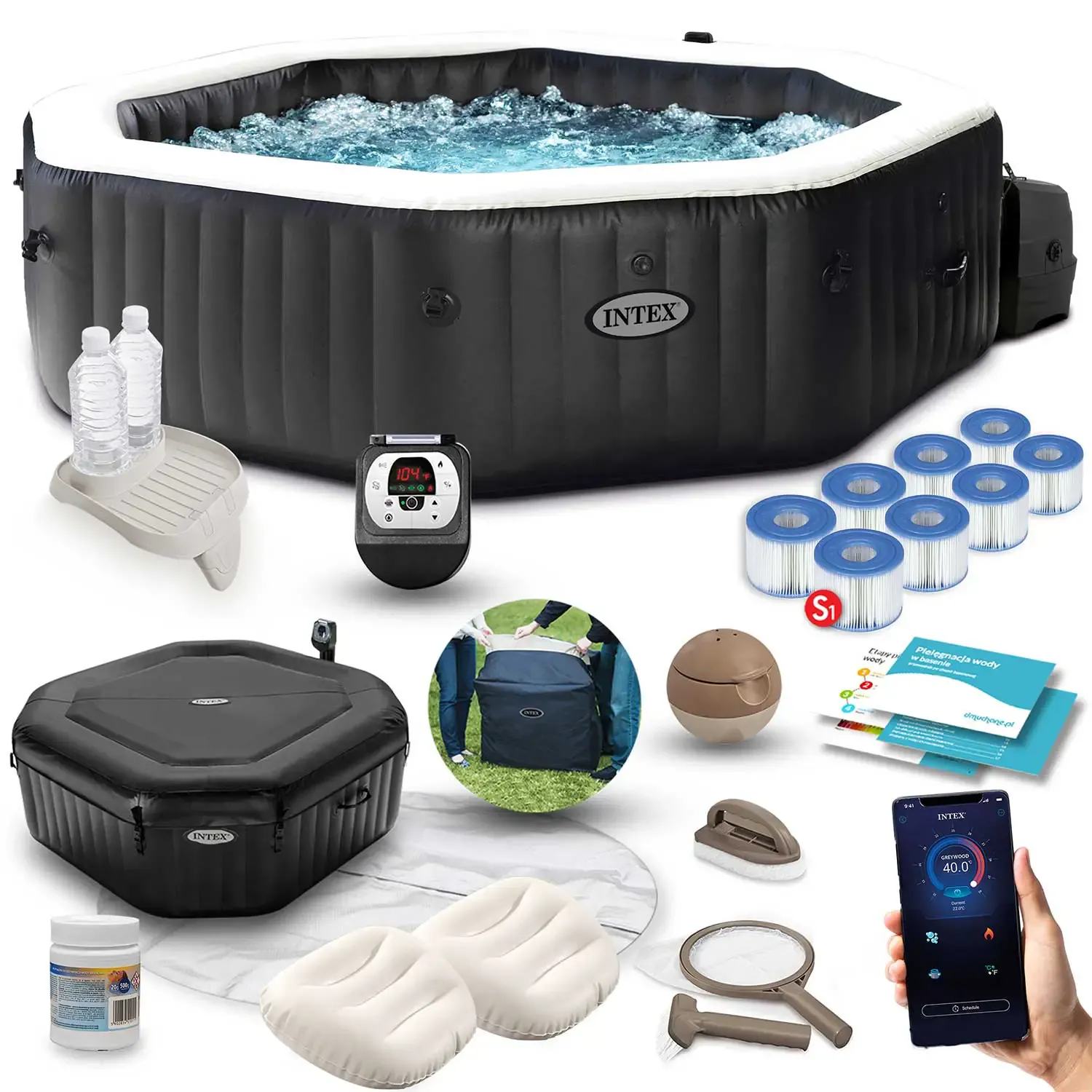 intex spa na napuhavanje sa hidromasažom, set za 6 osoba - slika 2