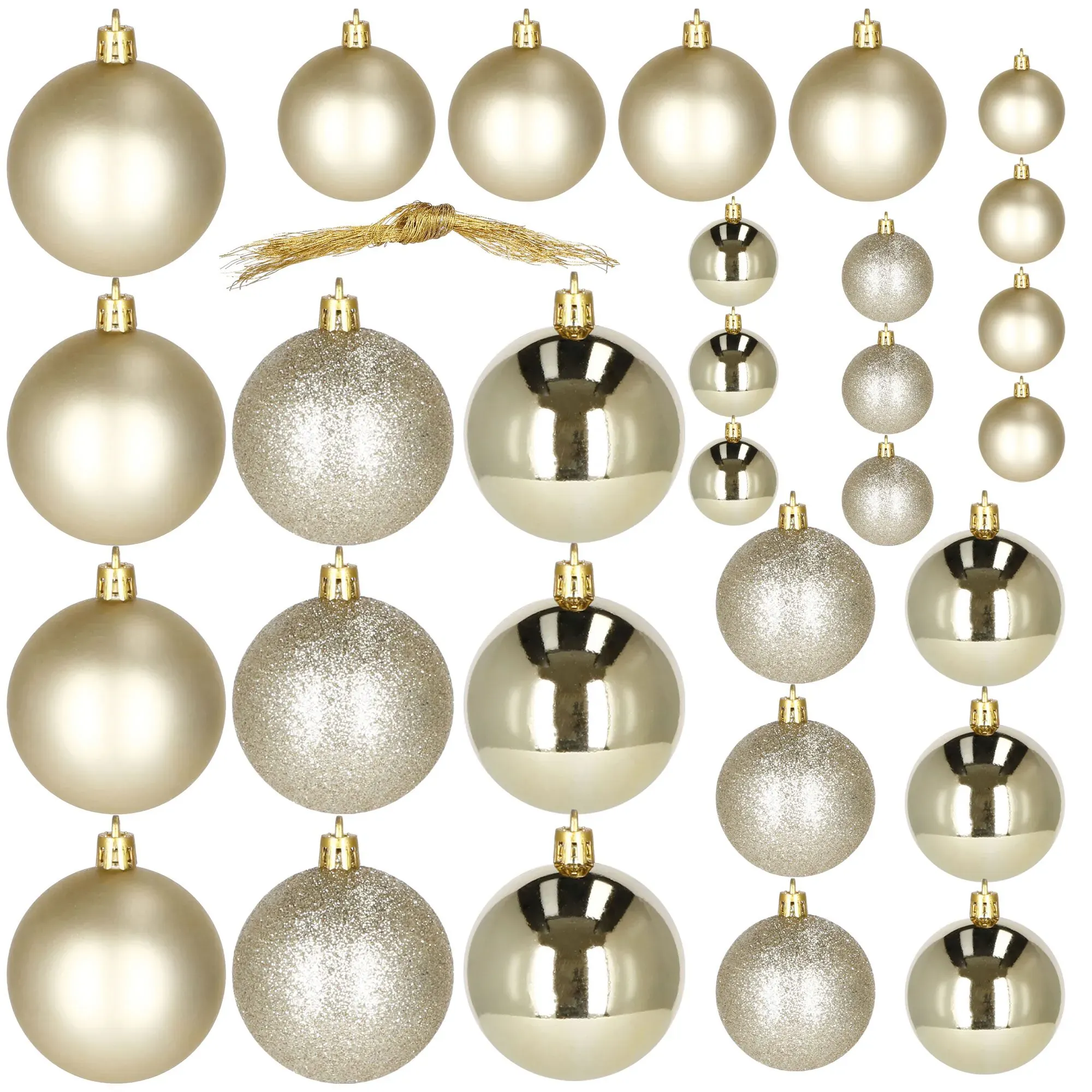 božićne kuglice 4 / 5 / 6 cm – set 30 komada zlatna - slika 2
