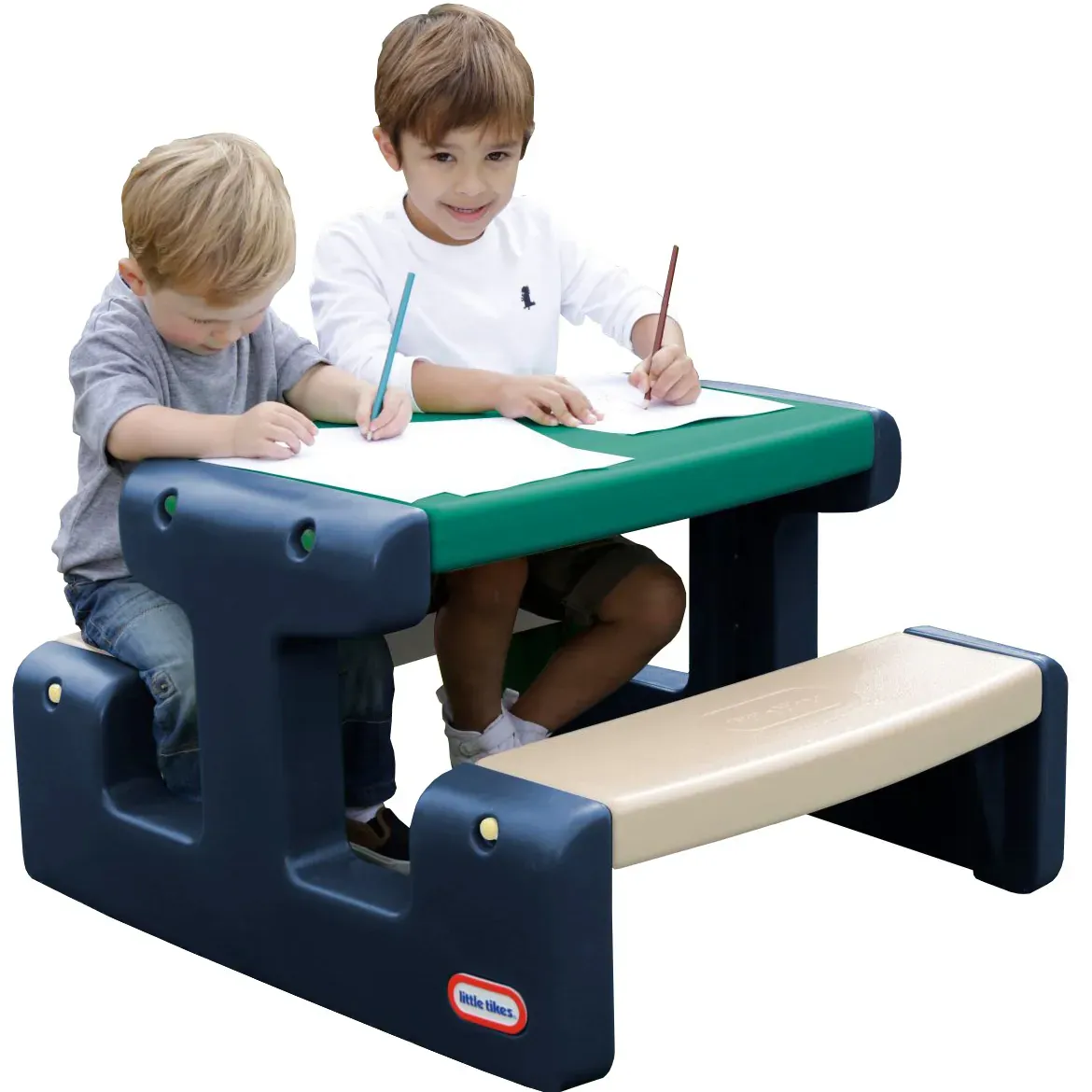 little tikes dječji piknik stol – plavo-zeleni, za vrt - slika 2
