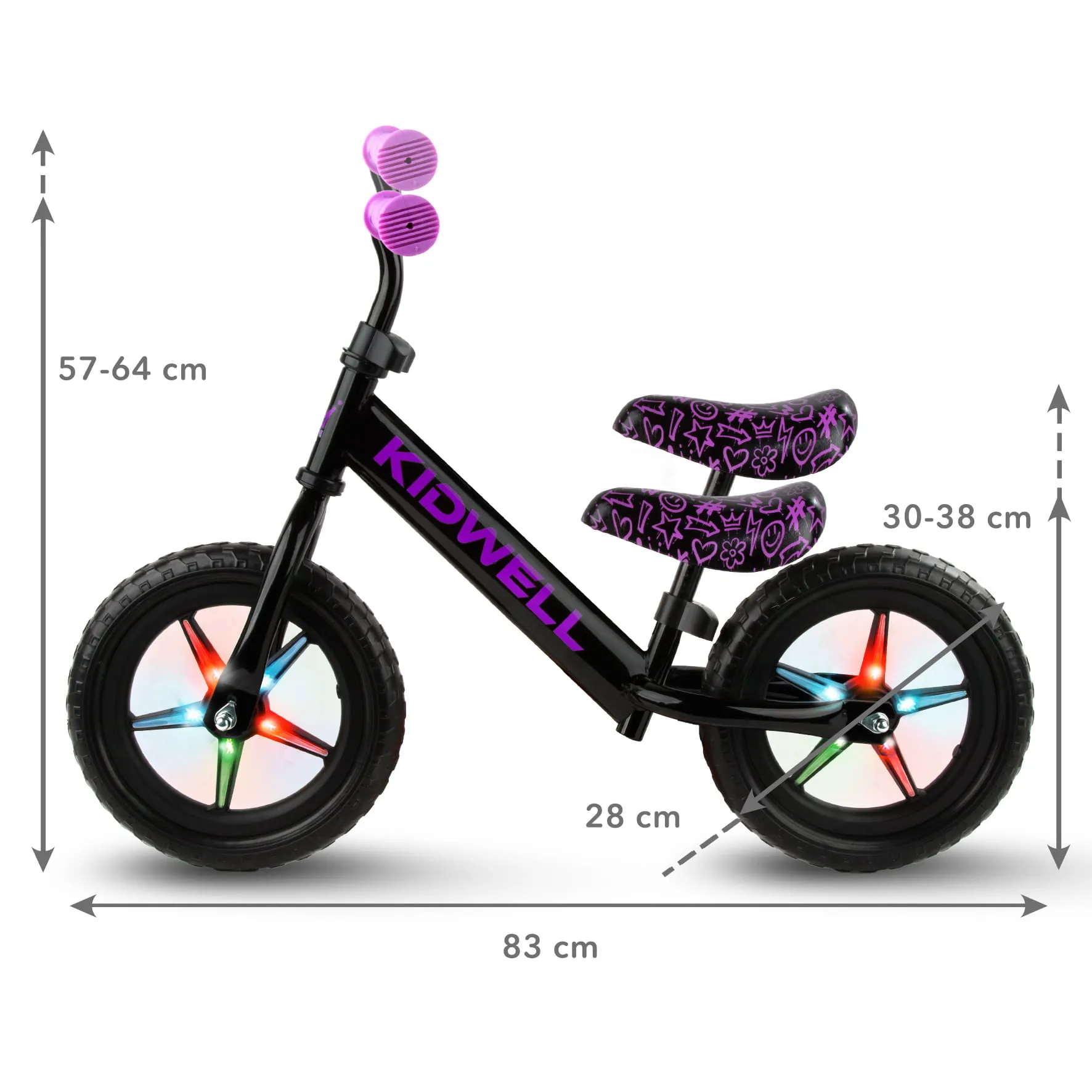 kidwell rebel led neonsko ružičasti bicikl za balansiranje - slika 6