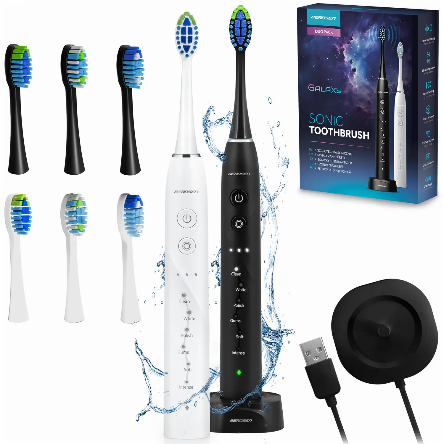 berdsen galaxy duo sonic četkica za zube, set od 2 komada - slika 2