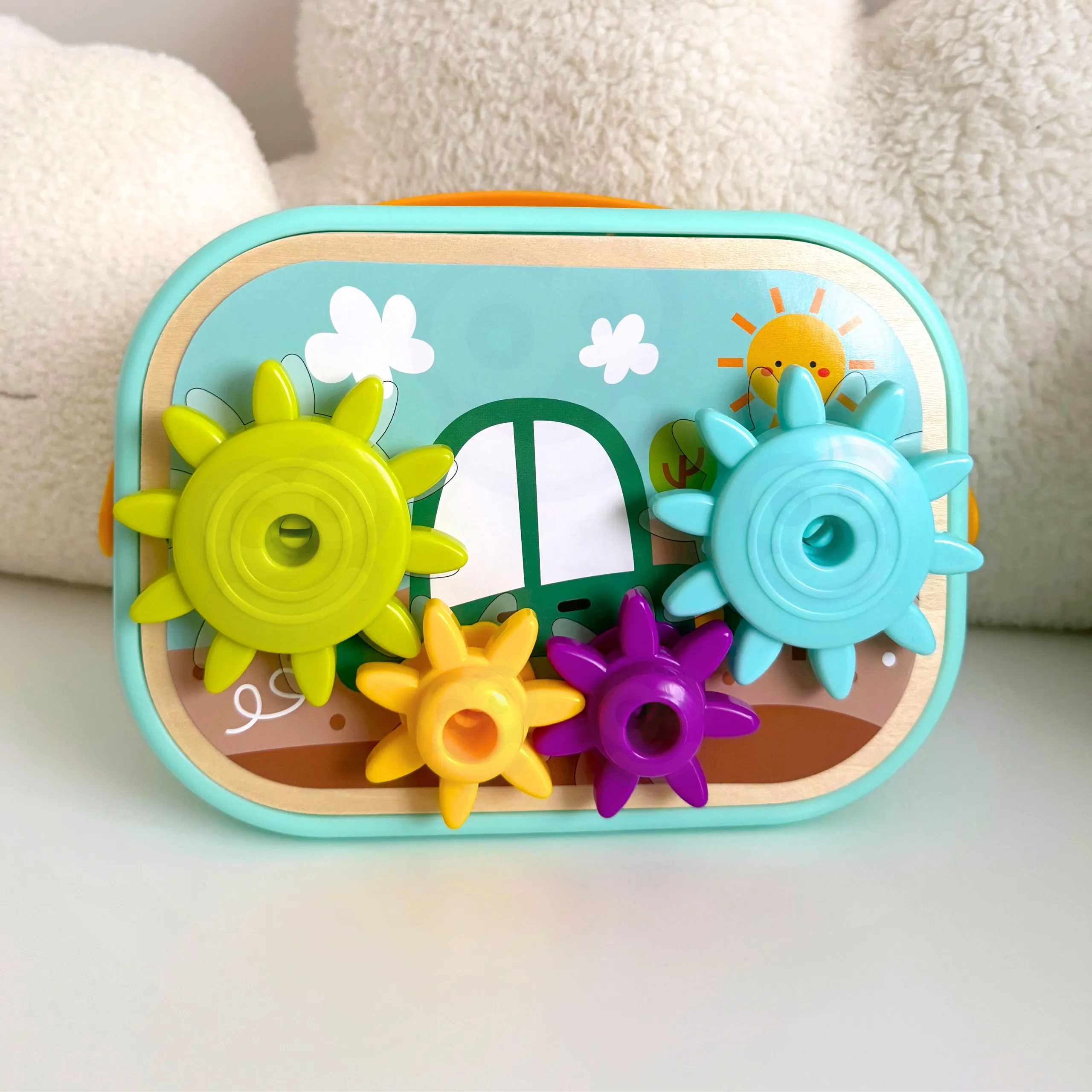woopie green montessori slagalica s klinovima u kutiji, toranj s perlicama - slika 9