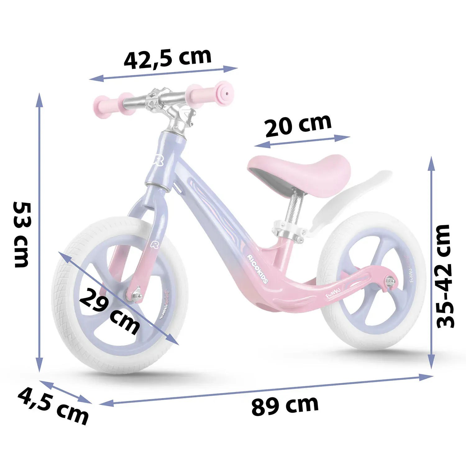 ricokids funnu bicikl bez pedala, ljubičasti - slika 5