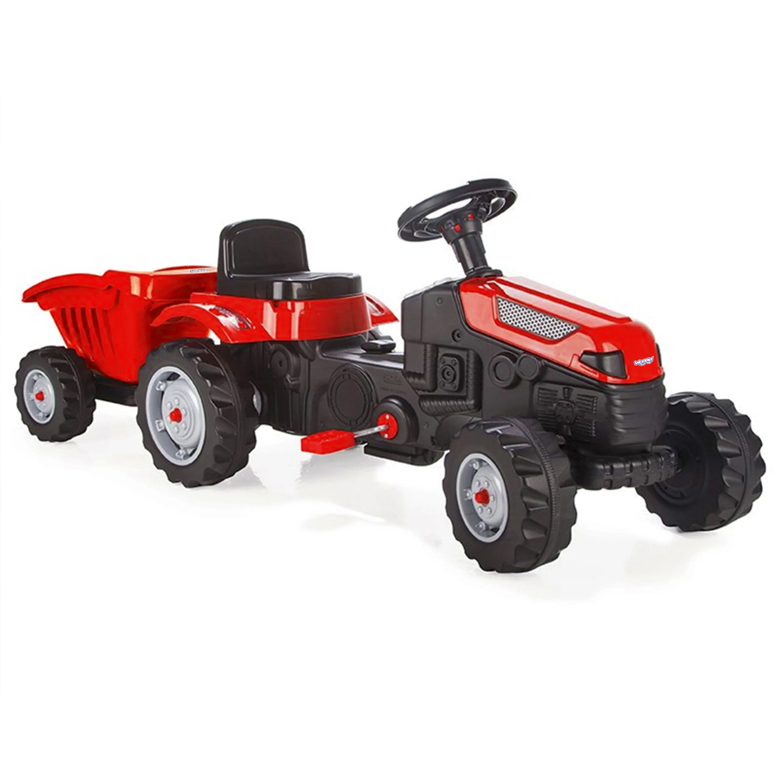 woopie traktor na pedale s prikolicom gotrack maxi - crveni - slika 9