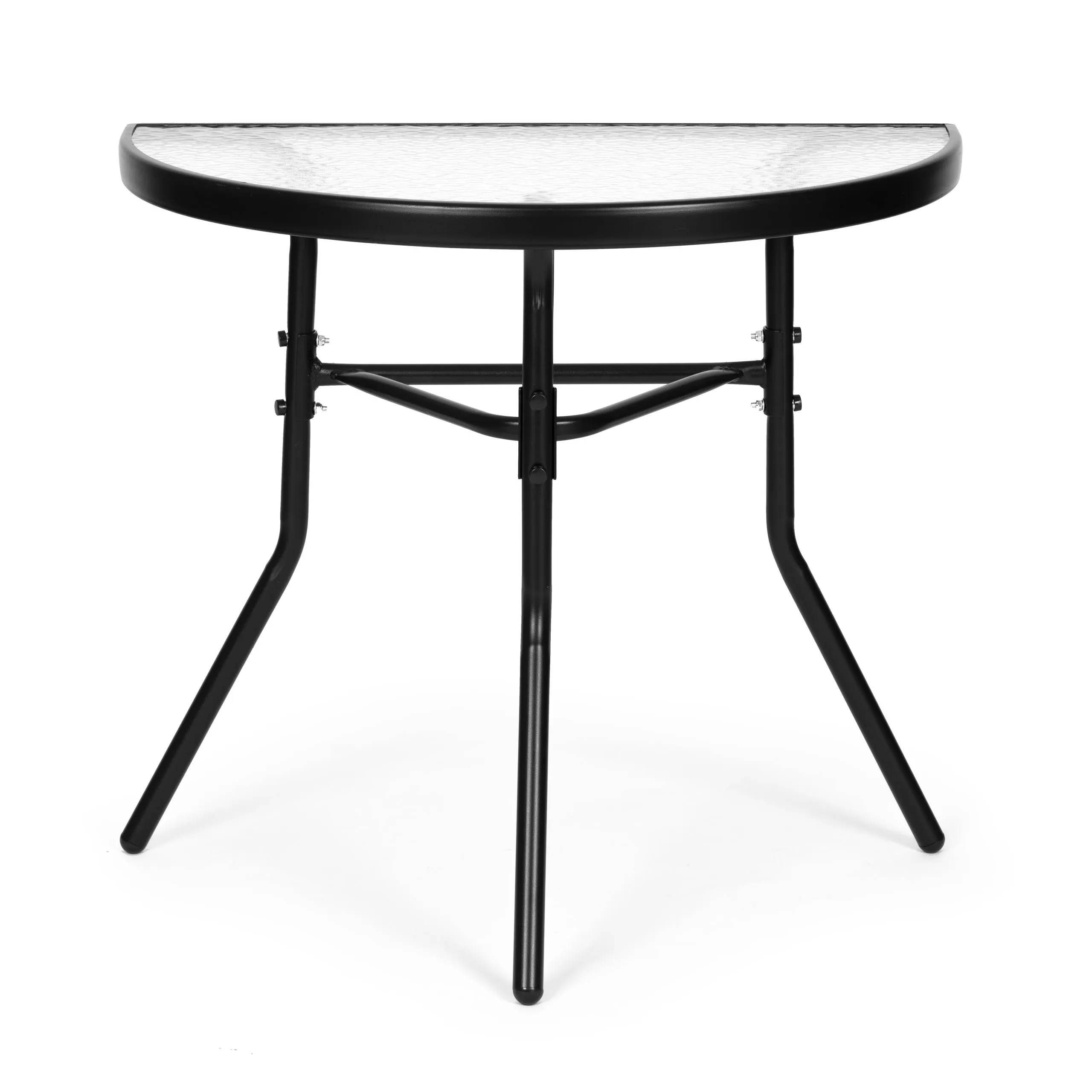 polukružni vrtni stakleni stol 70x43 cm - slika 8