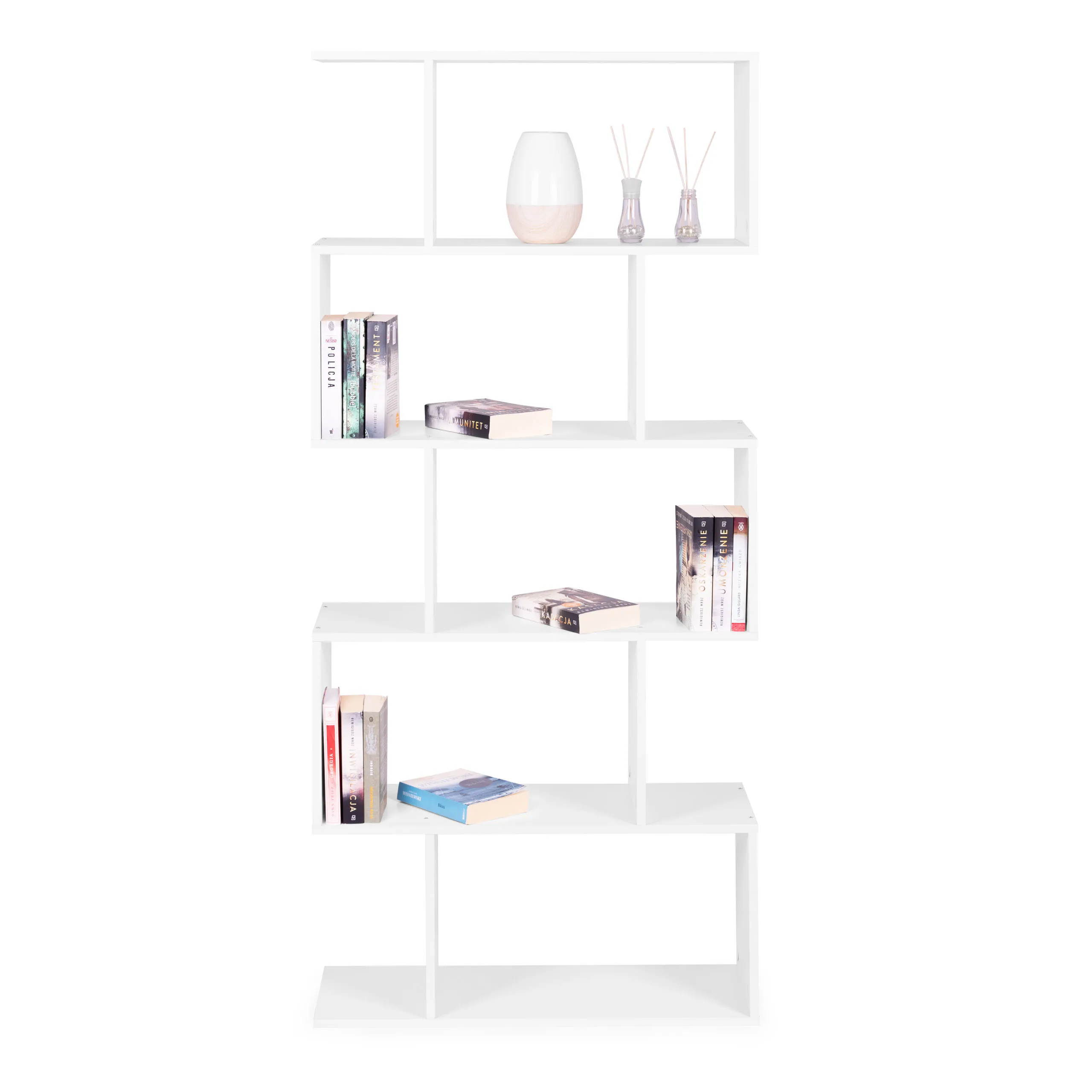 modernhome polica za knjige - bijela 175 x 28 x 77 cm - slika 6