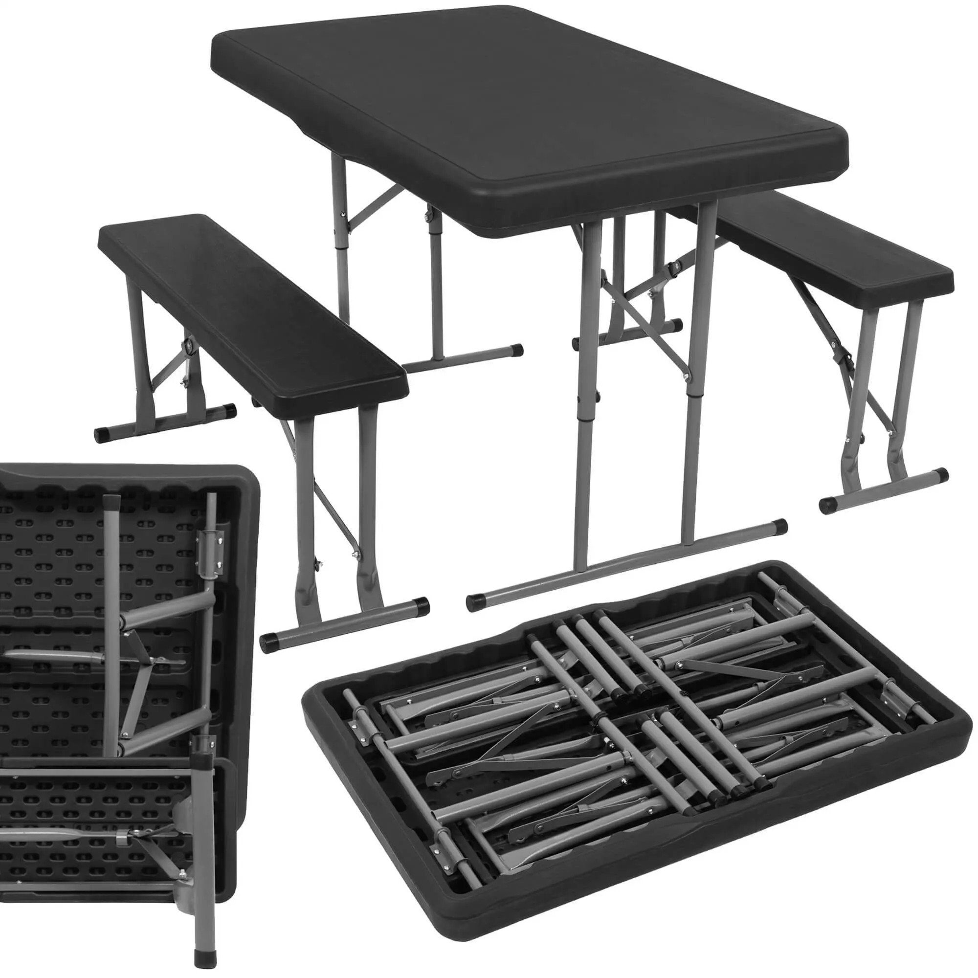 set za catering stol + klupe 105 x 65 x 69 cm crni - slika 8