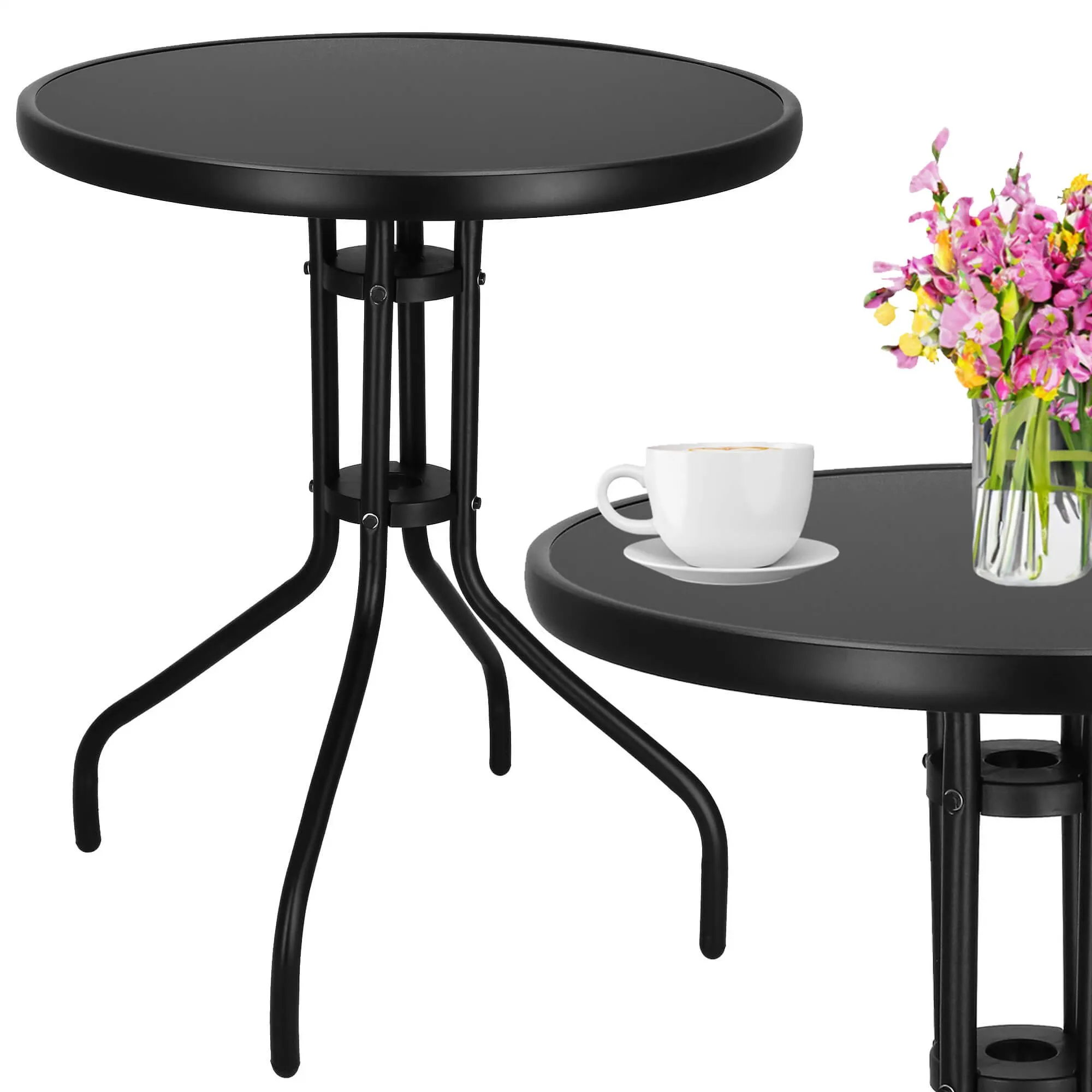 springos metalni okrugli vrtni stol, 60 cm, crni - slika 4
