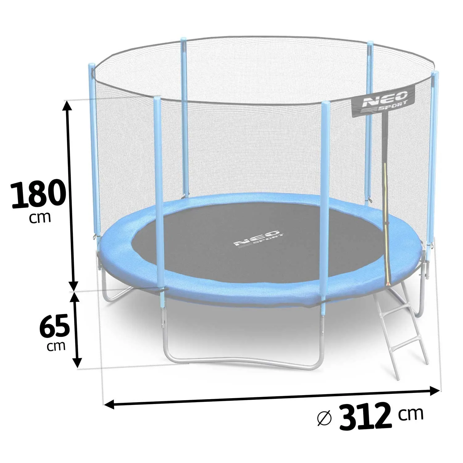 neo sport vrtni trampolin 312cm/10ft s vanjskom mrežom i ljestvama - slika 8