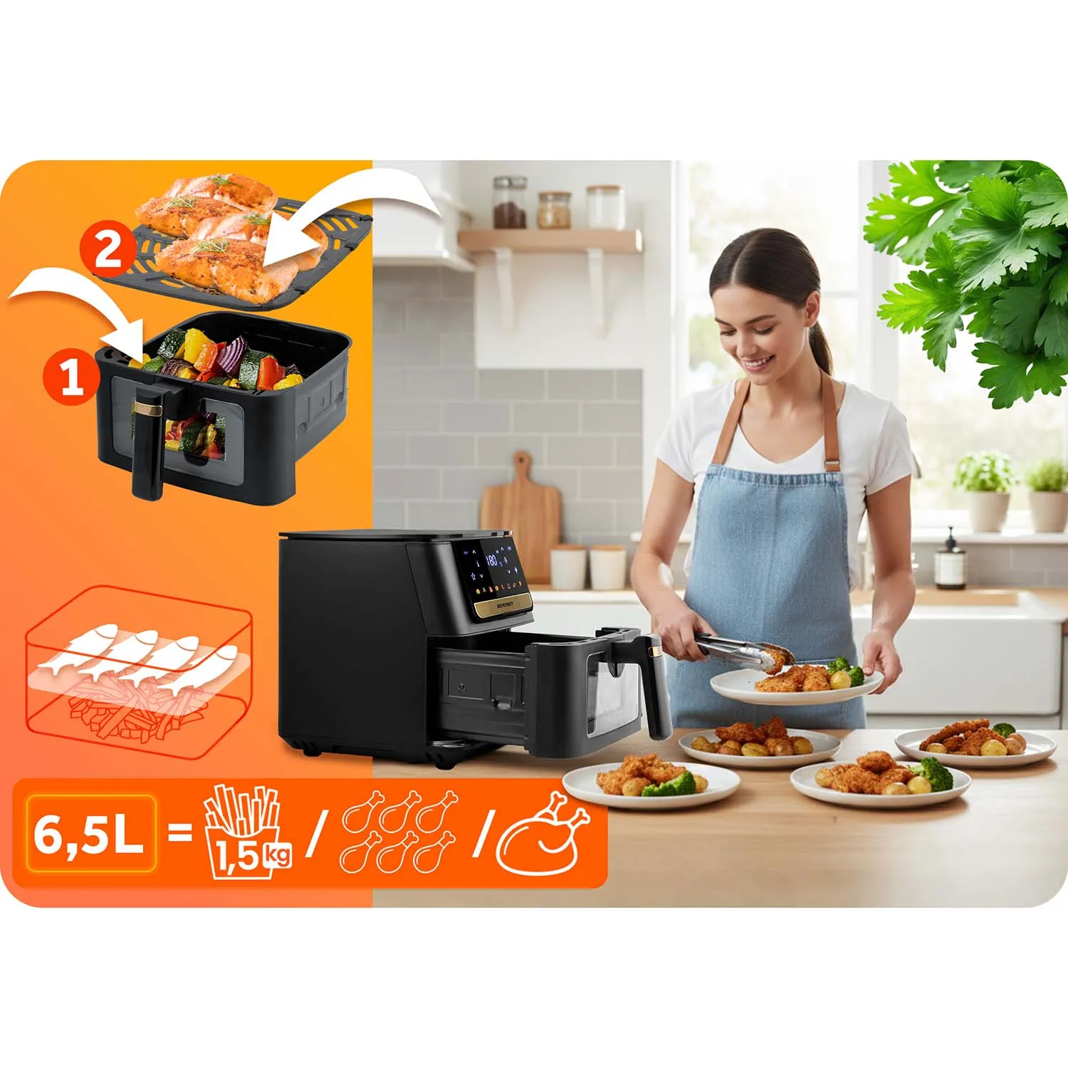 friteza na vrući zrak berdsen bd-655 crna - slika 9
