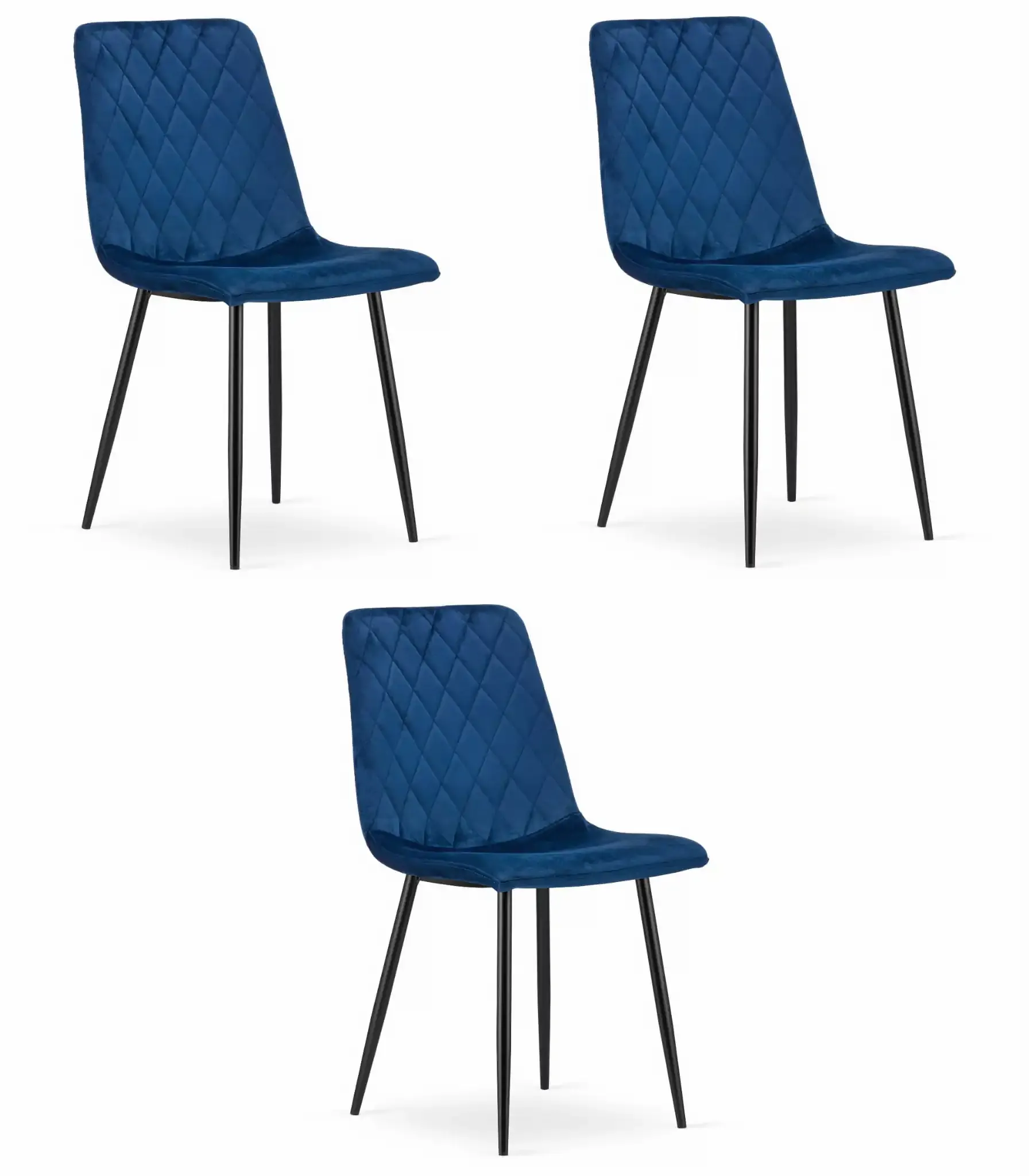 set od 3 turin stolca – tamnoplavi baršun - slika 2