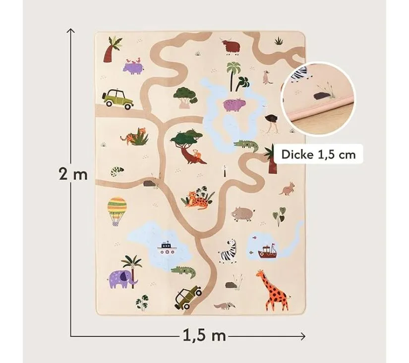 hakuna matte cloud tepih – safari životinje 200 × 150 × 1,5 cm - slika 4