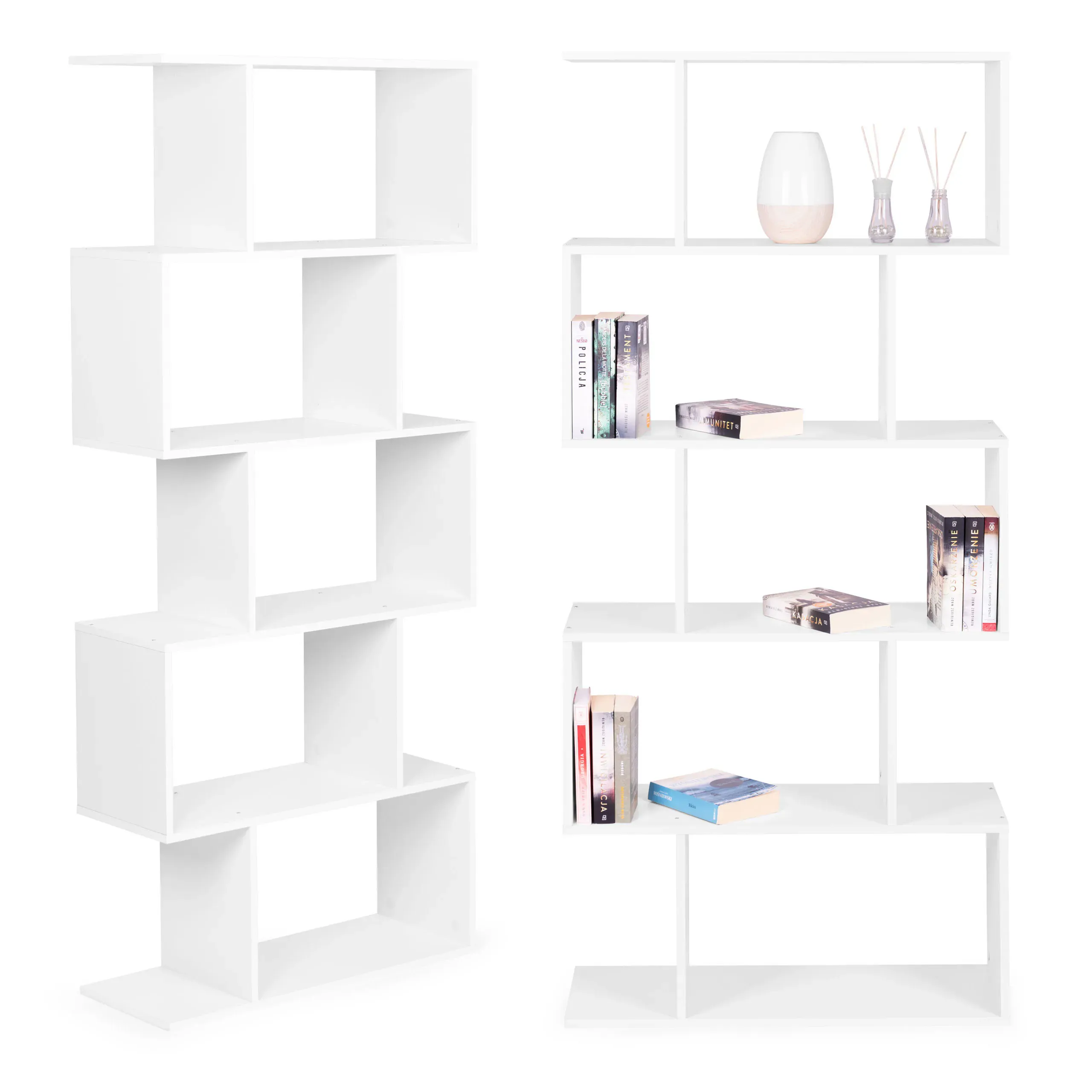 modernhome polica za knjige - bijela 175 x 28 x 77 cm - slika 2