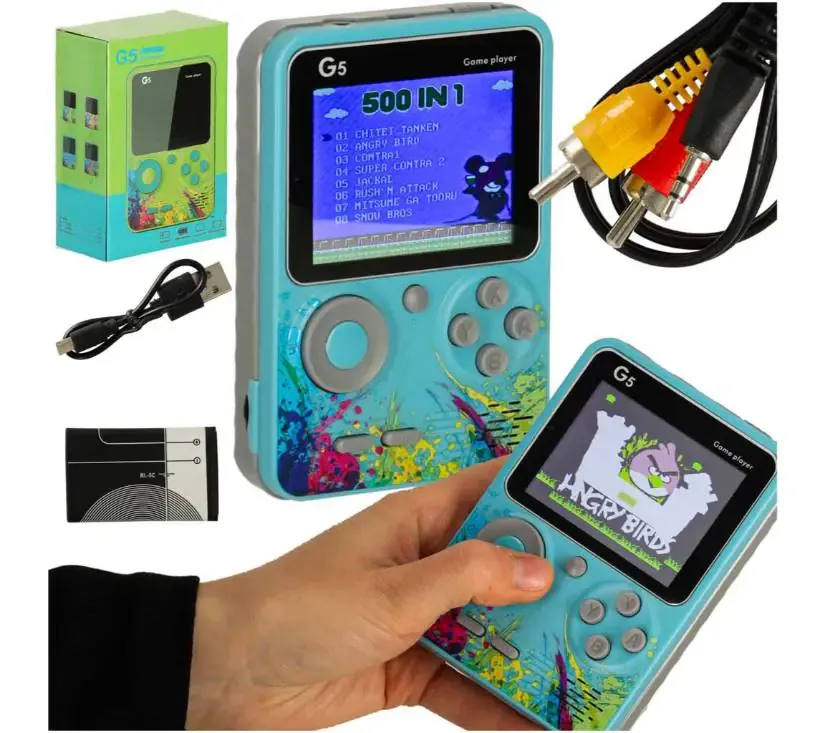 retro mini prijenosna igraća konzola, plava - slika 2
