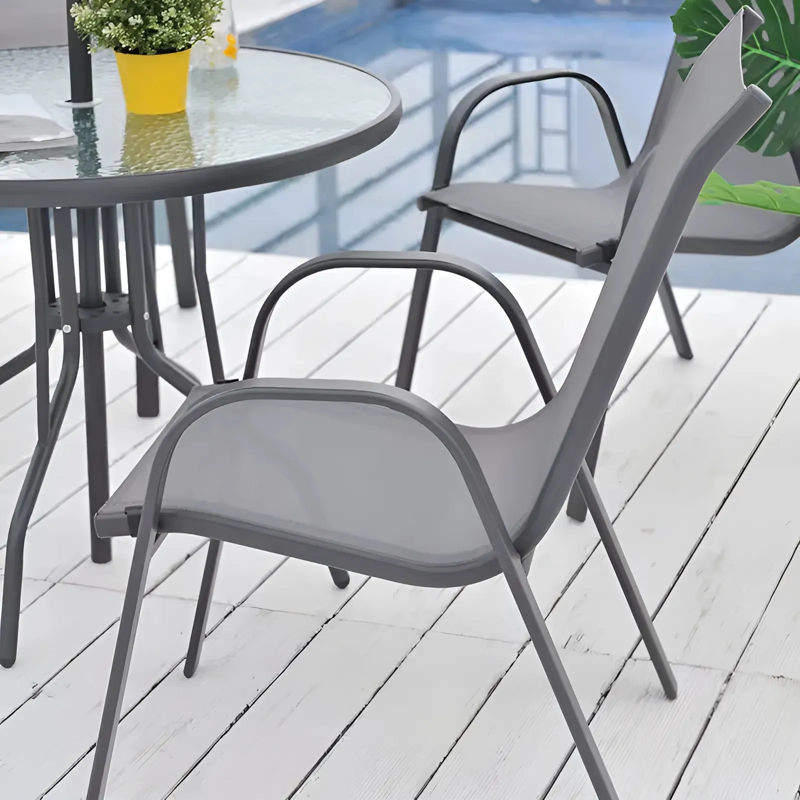 multigarden set od 4 vrtne stolice – za terasu ili balkon, sive - slika 6
