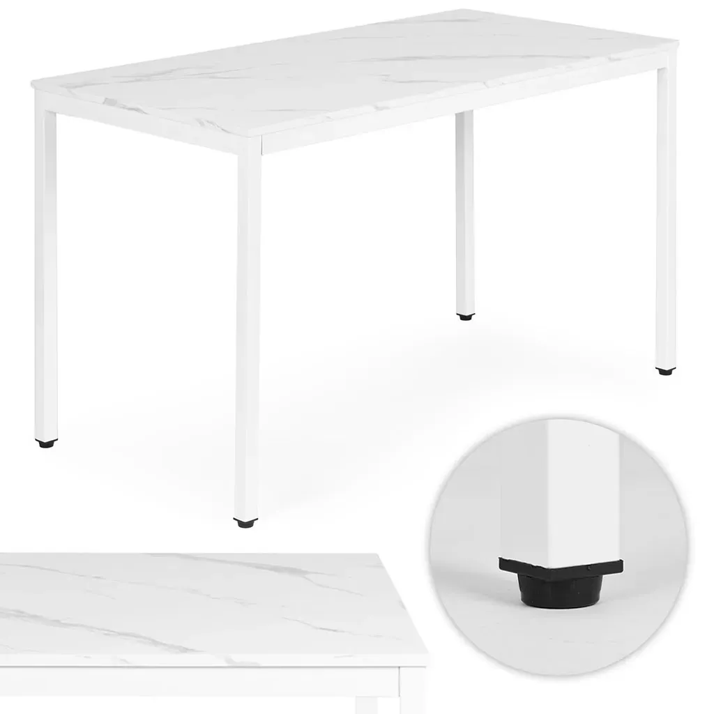 ModernHome stol za kuhinju i blagovaonicu za 4–5 osoba / računalni stol 120 × 60 cm – bijeli mramor - Pribislavec