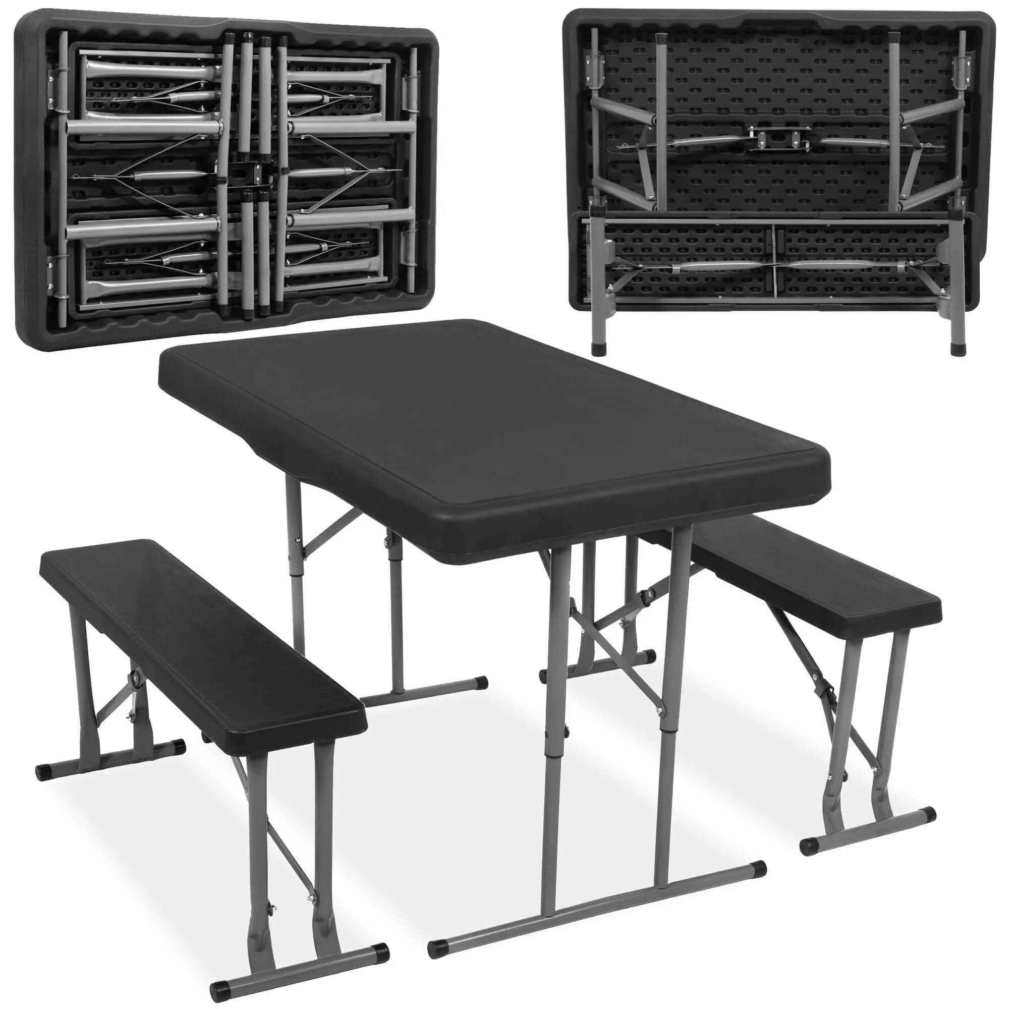 set za catering stol + klupe 105 x 65 x 69 cm crni - slika 7