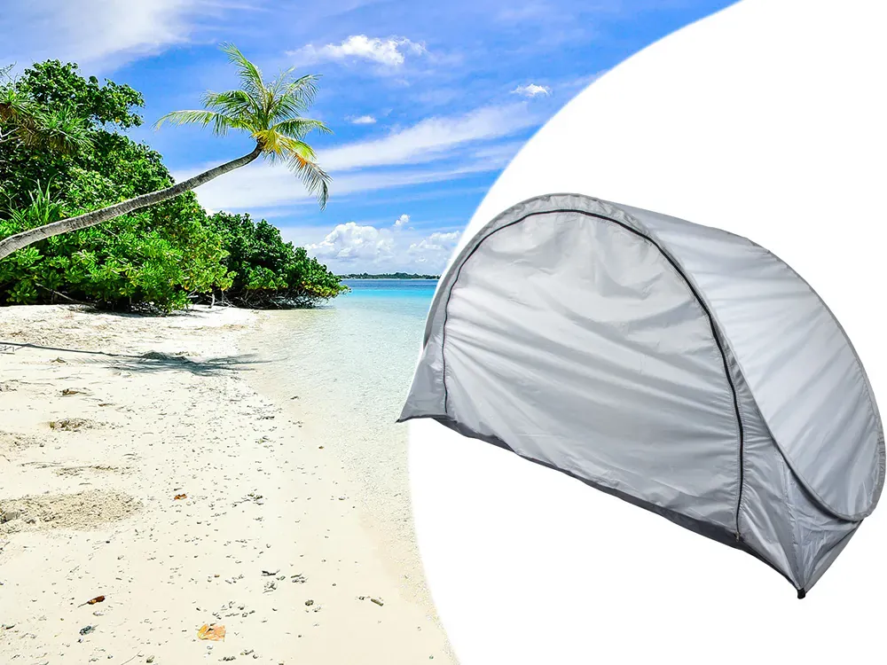 šator za plažu s uv zaštitom, samosklopivi, sivi, veliki - slika 5