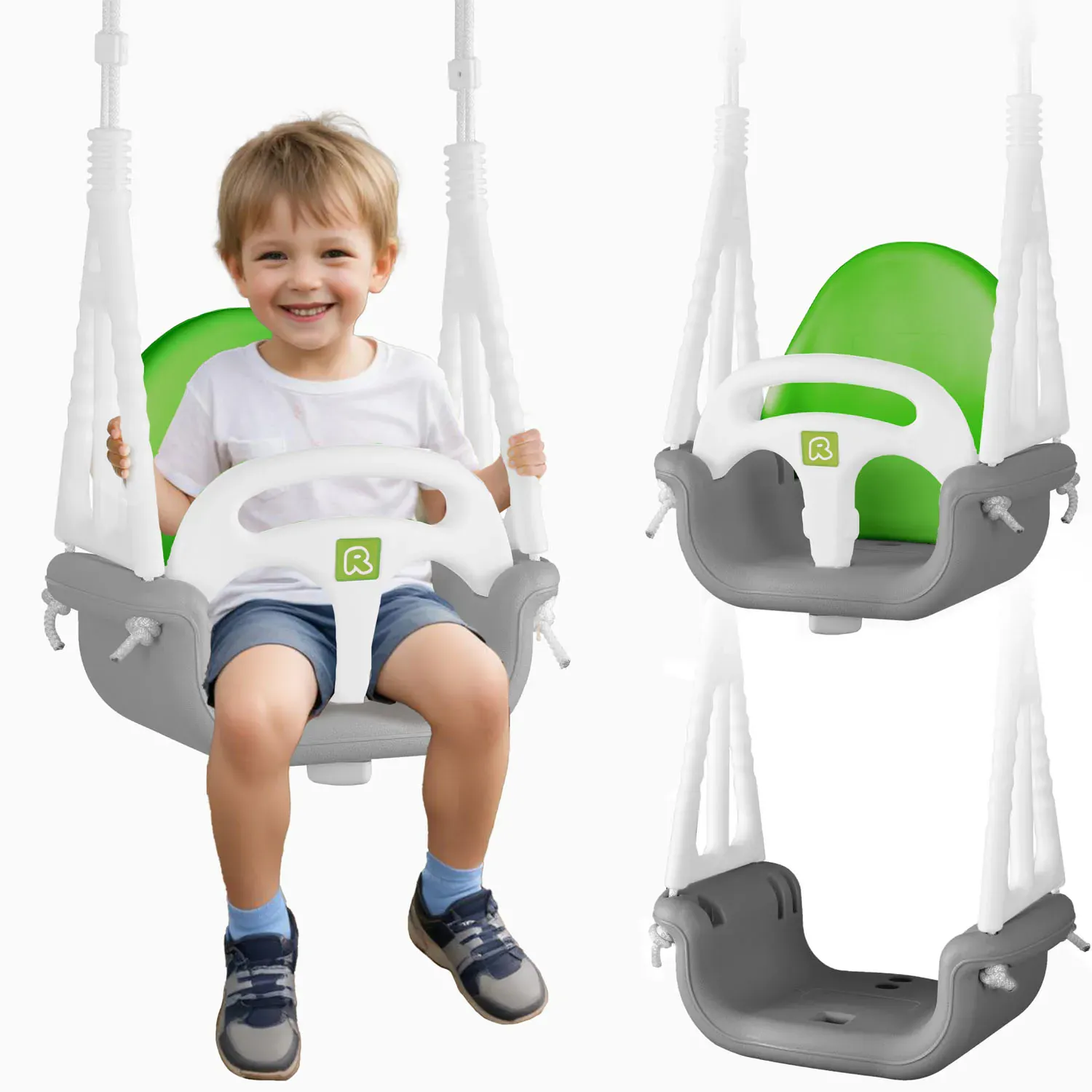 modularna ljuljačka 3 u 1 ricokids sivo zelena - slika 2
