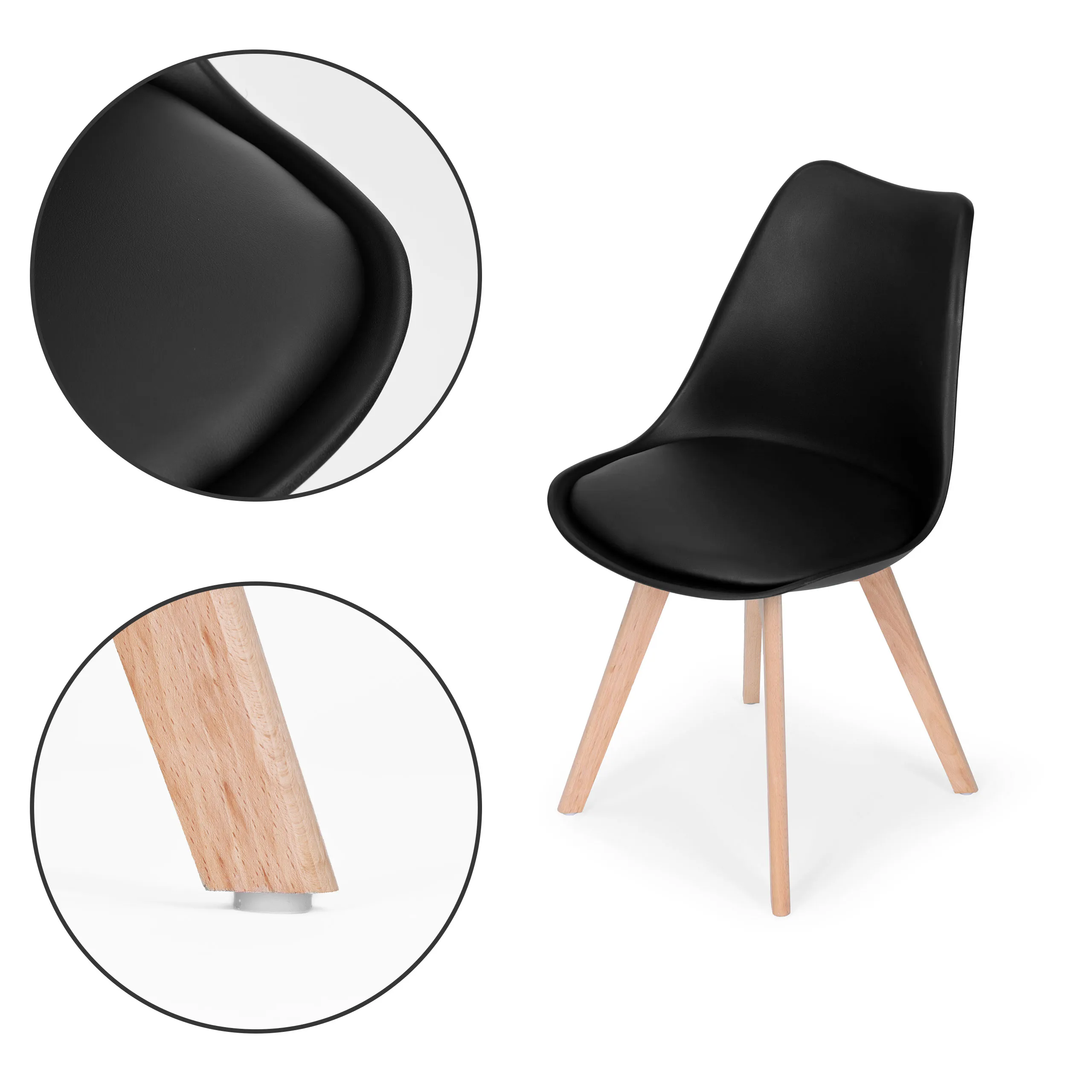 modernhome set od 4 stolice - crna - slika 8