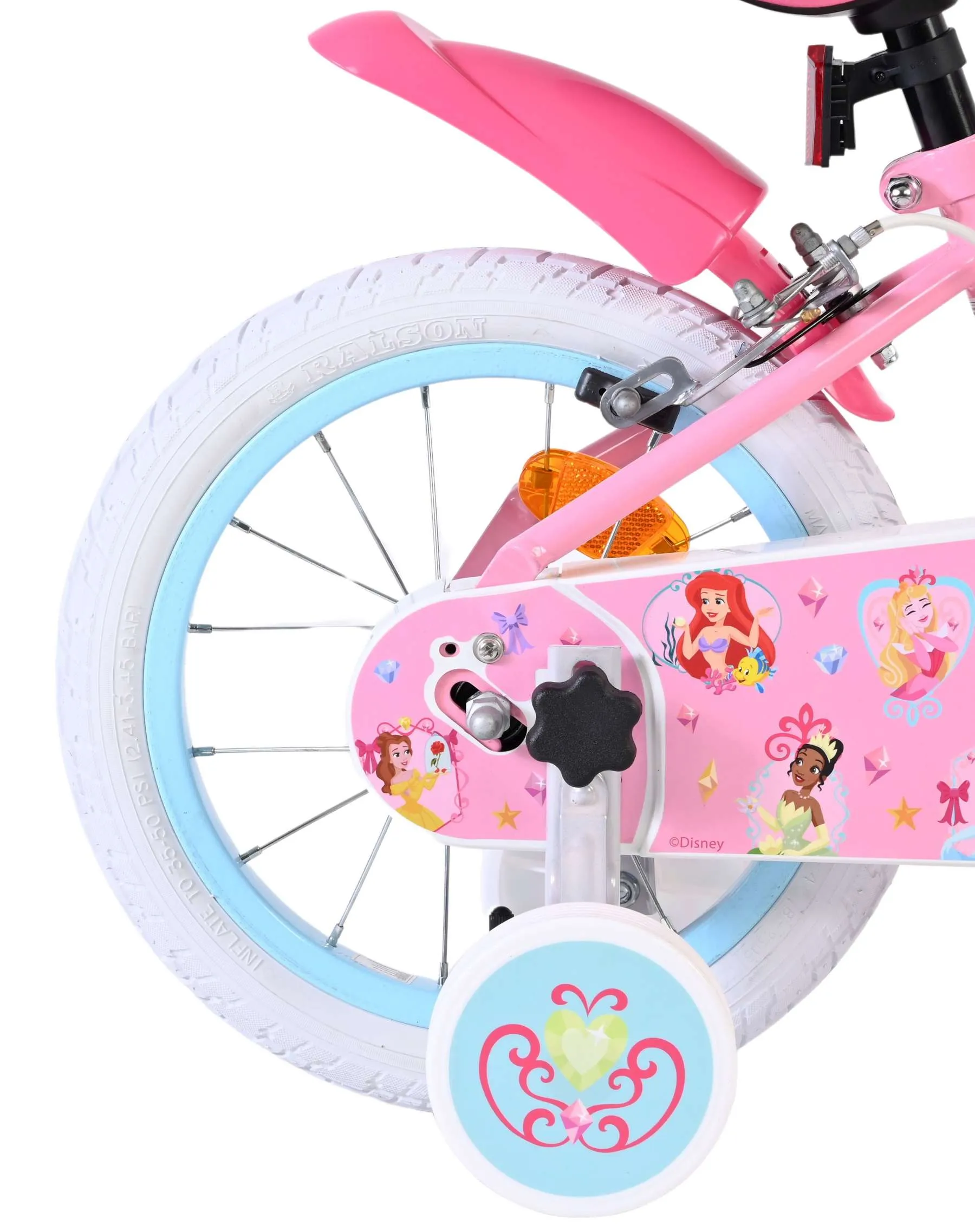 volare dječji bicikl disney princess 14″ ružičaste boje, s dvije ručne kočnice - slika 3
