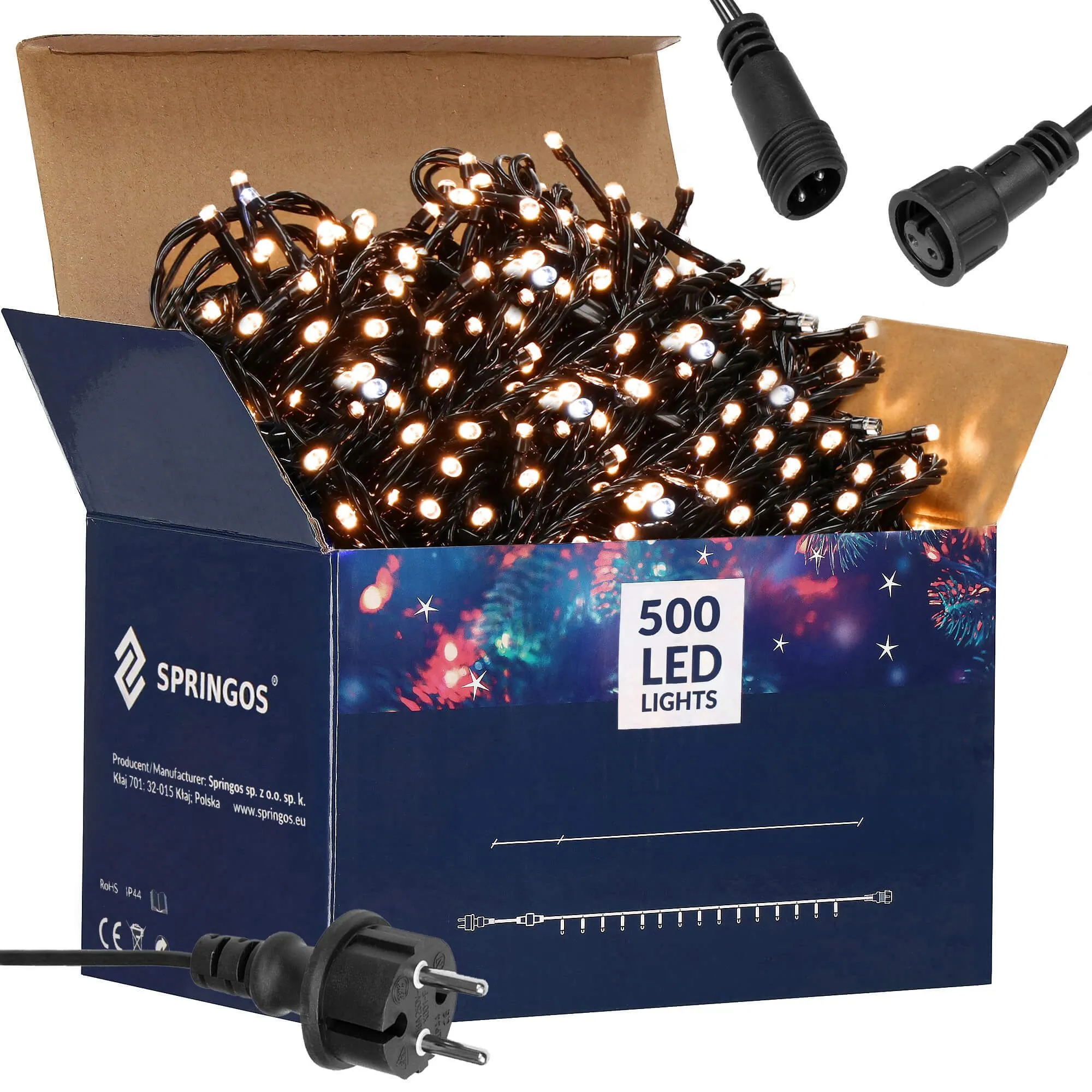 springos set božićnih lampica flash, 500 led, 28,5 m, toplo bijela + flash hladno bijela - slika 11