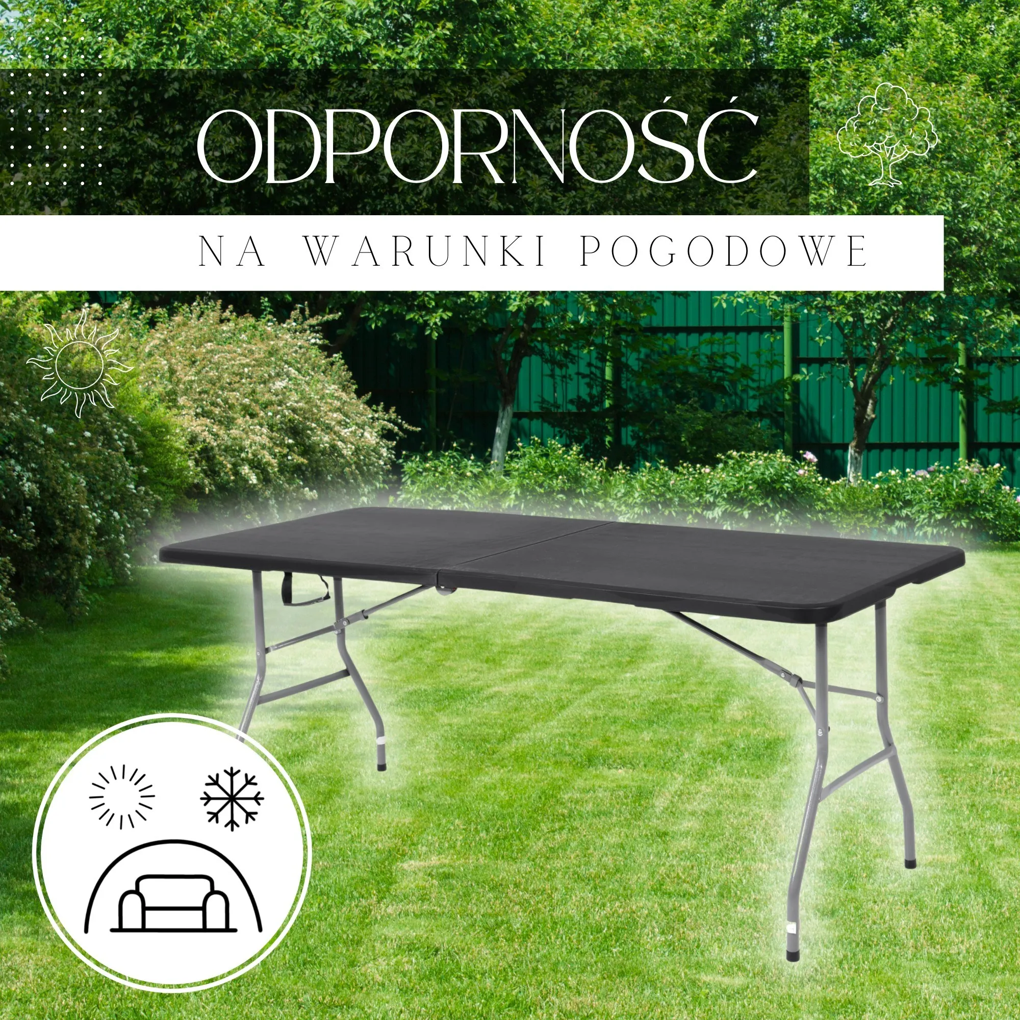 sklopivi catering stol 180 cm, crni - slika 4