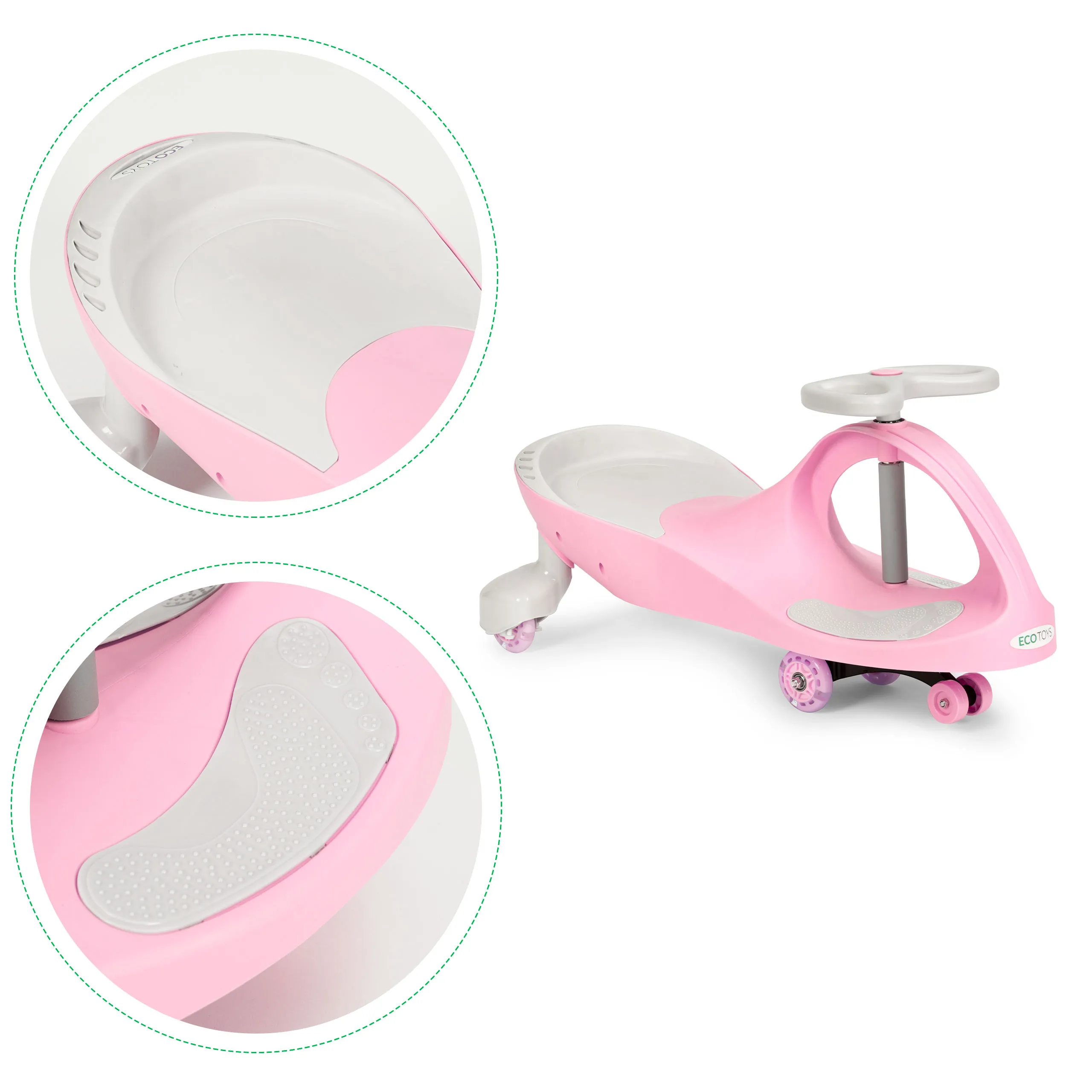 ecotoys guralica sa led kotačima - ružičasti - slika 8