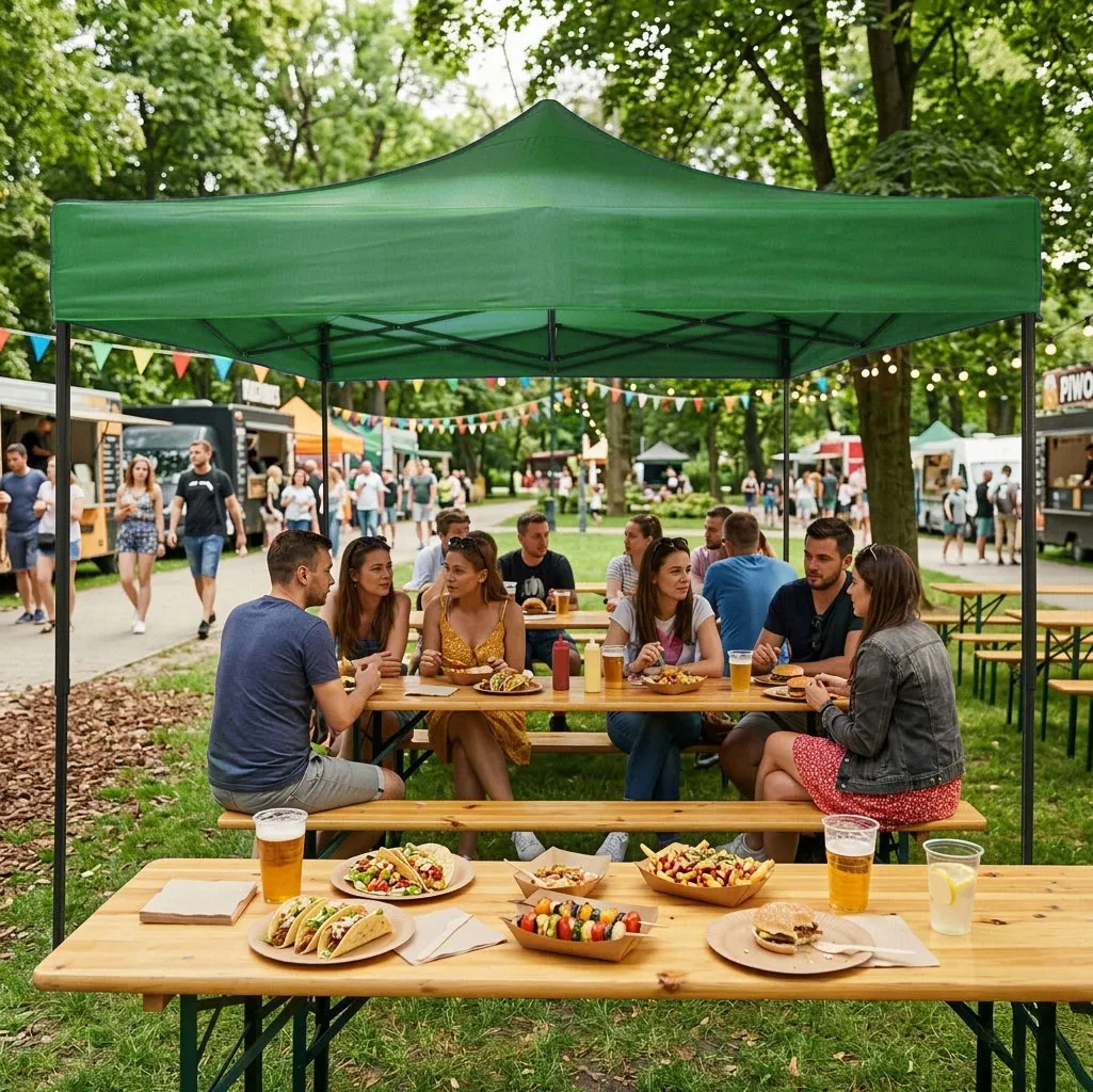 multigarden automatski samosklapajući vrtni paviljon 3 × 3 m, zeleni - slika 3