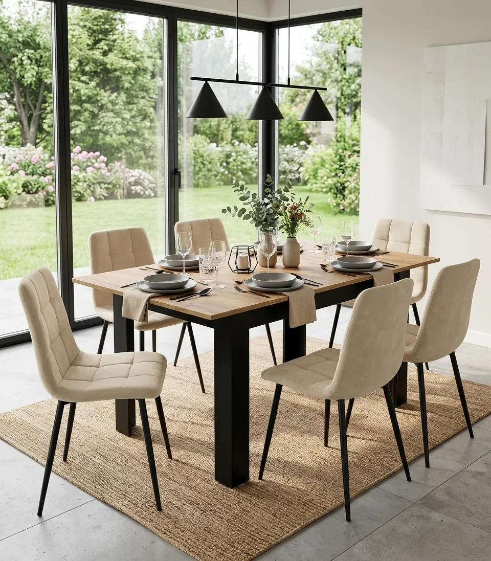 pravokutni rastezljivi stol 120–160 × 80 cm za kuhinju i blagovaonicu, za 4–6 osoba, craft hrast - slika 7