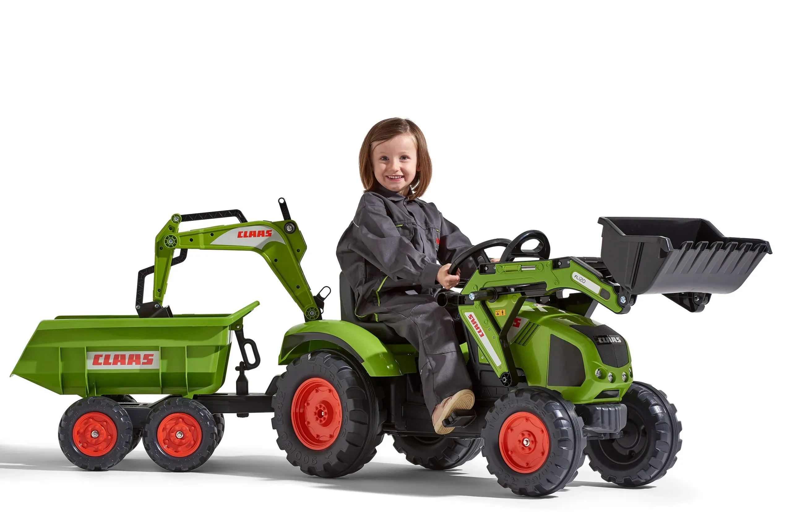 traktor na pedale falk claas sa prikolicom, žlicom i buldožerom 3 godine - slika 2