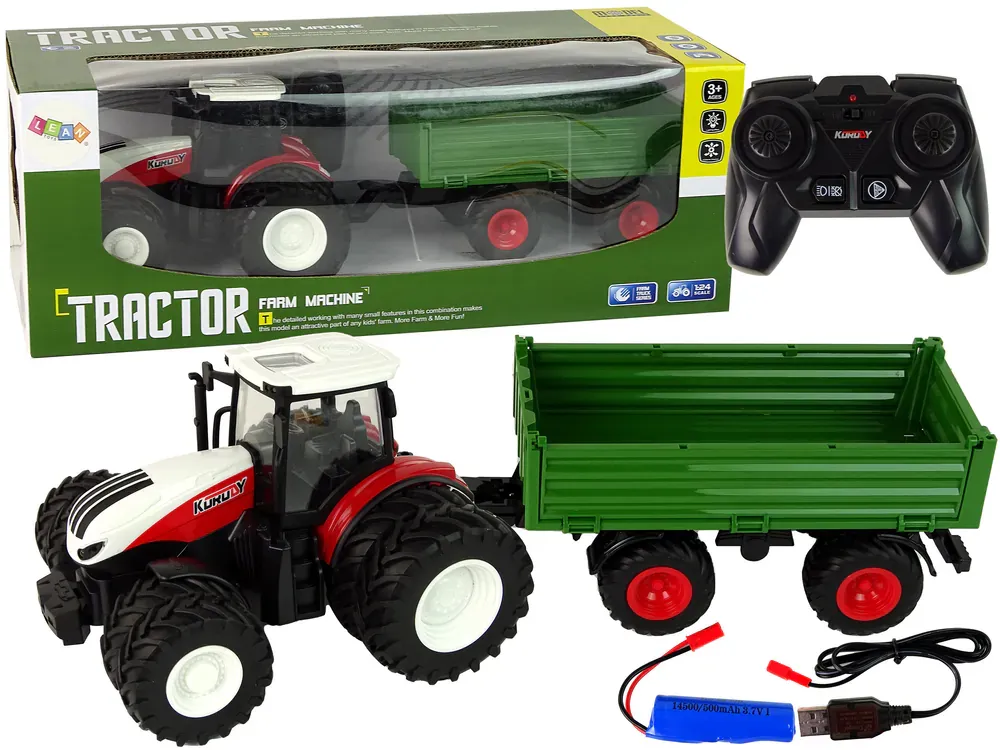 rc traktor s prikolicom 1:24 crveno-zeleni - slika 2