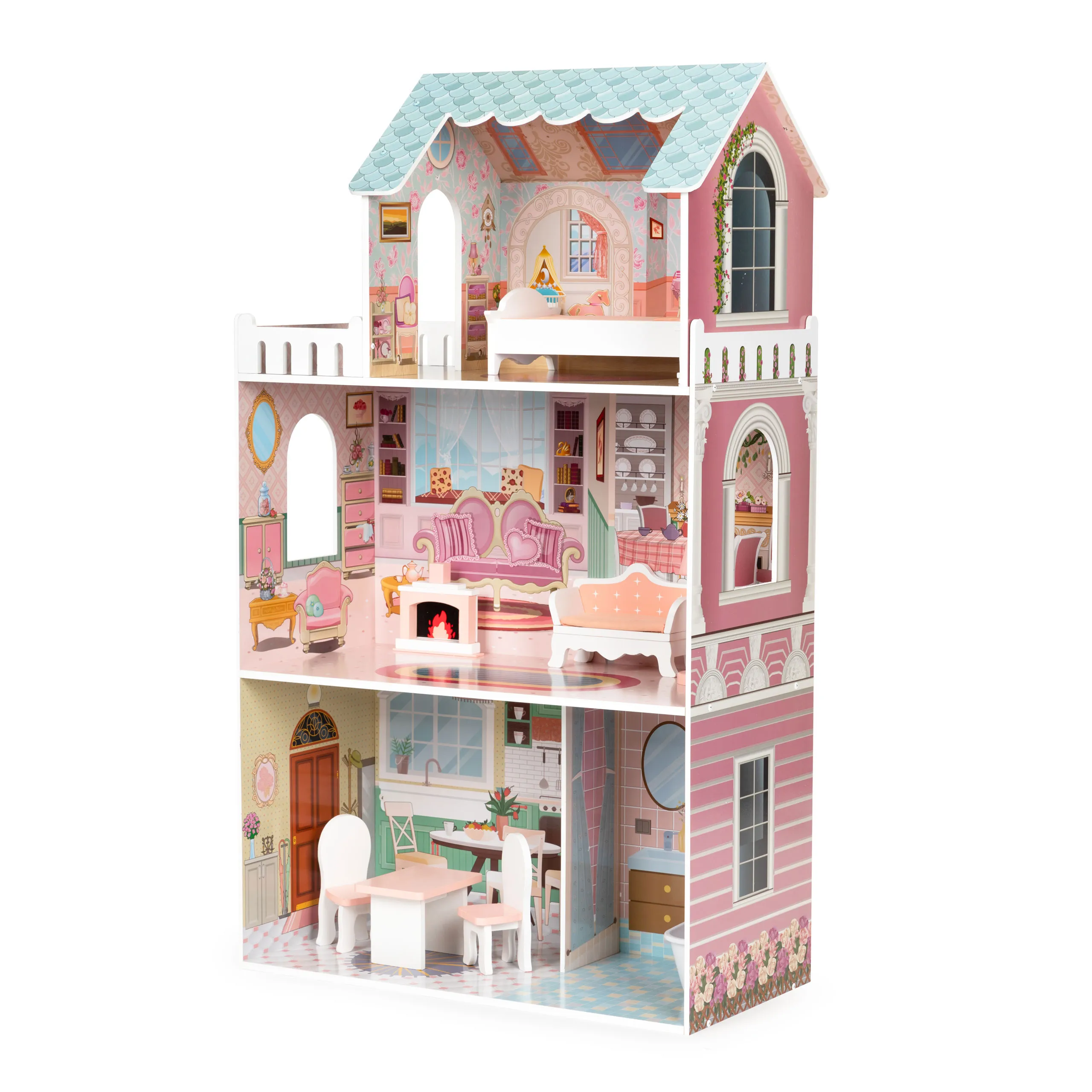 ecotoys velika kućica za barbie lutke 3 etaže - slika 5
