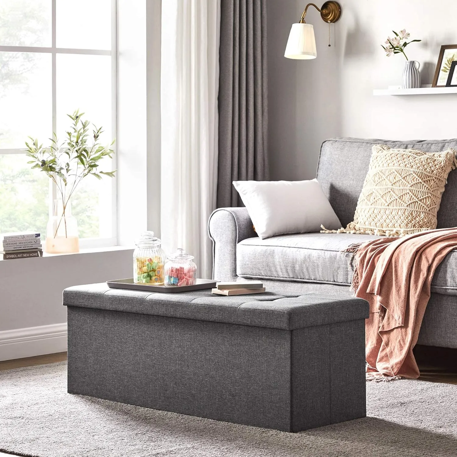 tabure 110 x 38 x 38 cm, tamno sivi - lsf77k - slika 10