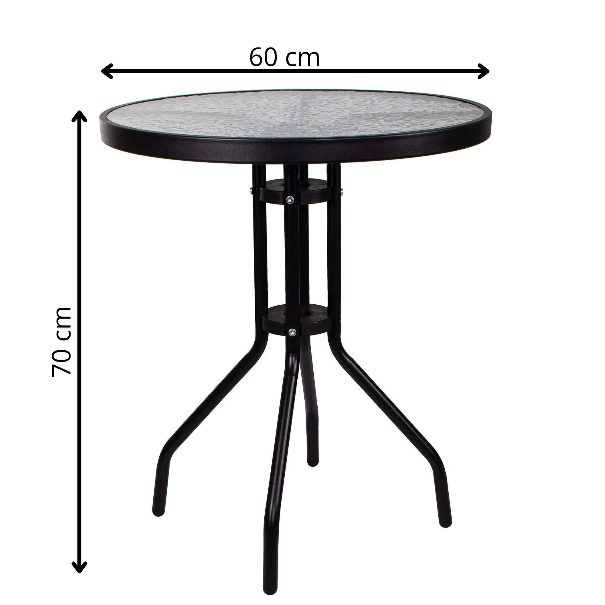 springos stakleni okrugli vrtni stol, crni 60 cm - slika 2