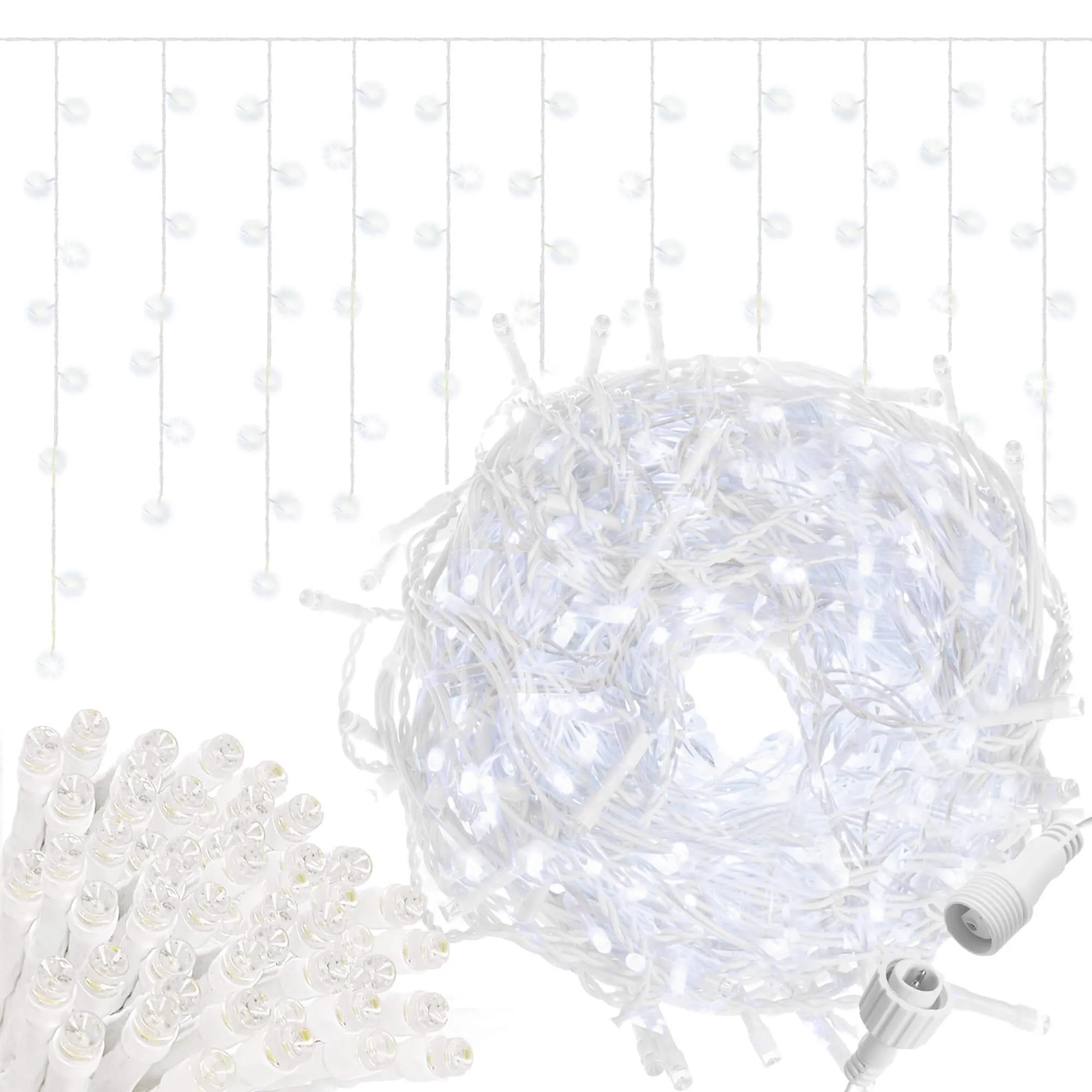 springos zavjesa s kapljicama, 300 led, 12m , hladno bijela - slika 4