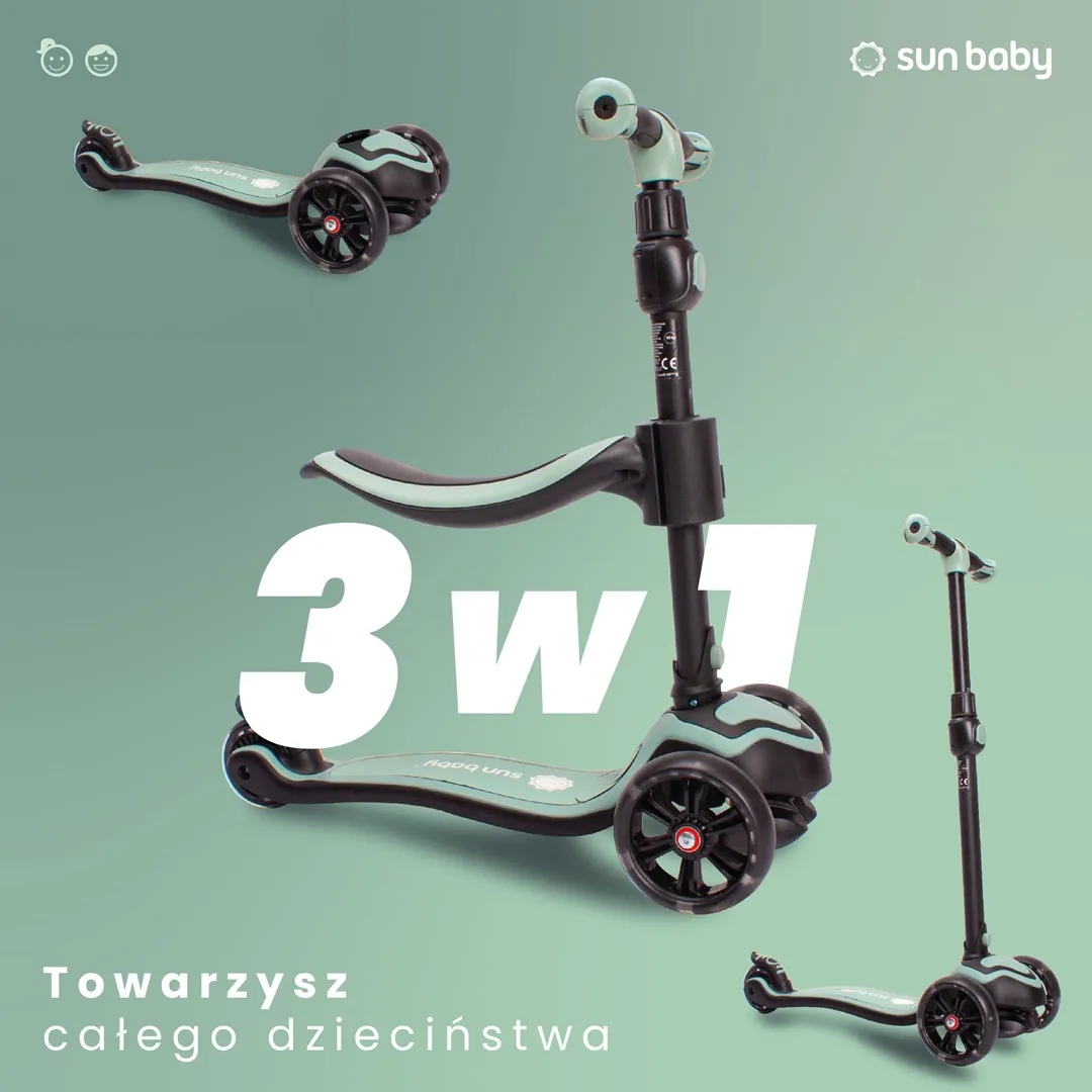 sun baby romobil za ravnotežu na 3 kotača 3u1 zeleni - slika 5