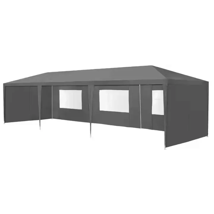 multigarden komercijalni vrtni paviljon šator – 3 × 9 m, 8 zidova, sivi - slika 2