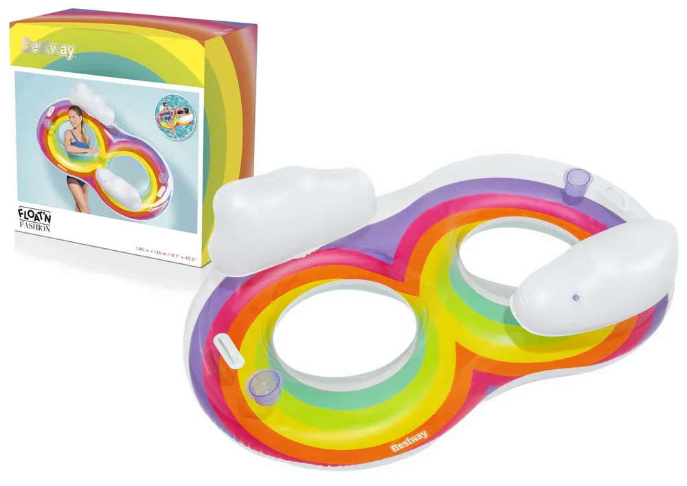 bestway dupli kolut za plivanje na napuhavanje 186 x 116 cm rainbow - slika 2