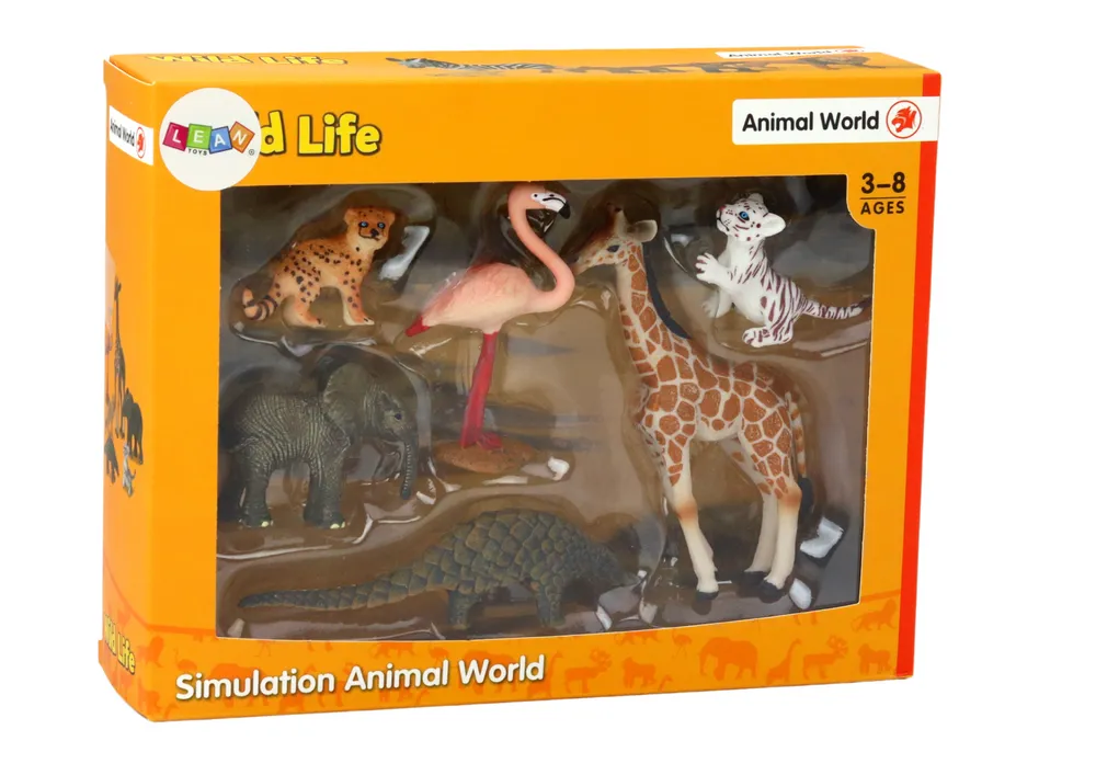 set figurica životinja - žirafa, flamingo, slon, tigar i mravojed - slika 4