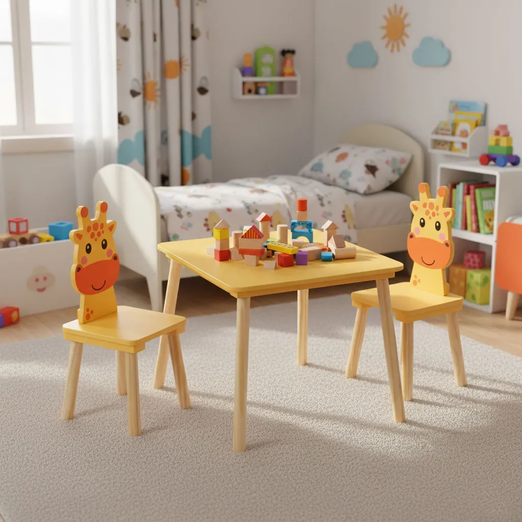 ecotoys dječji set namještaja žirafa – stol i 2 stolice - slika 4