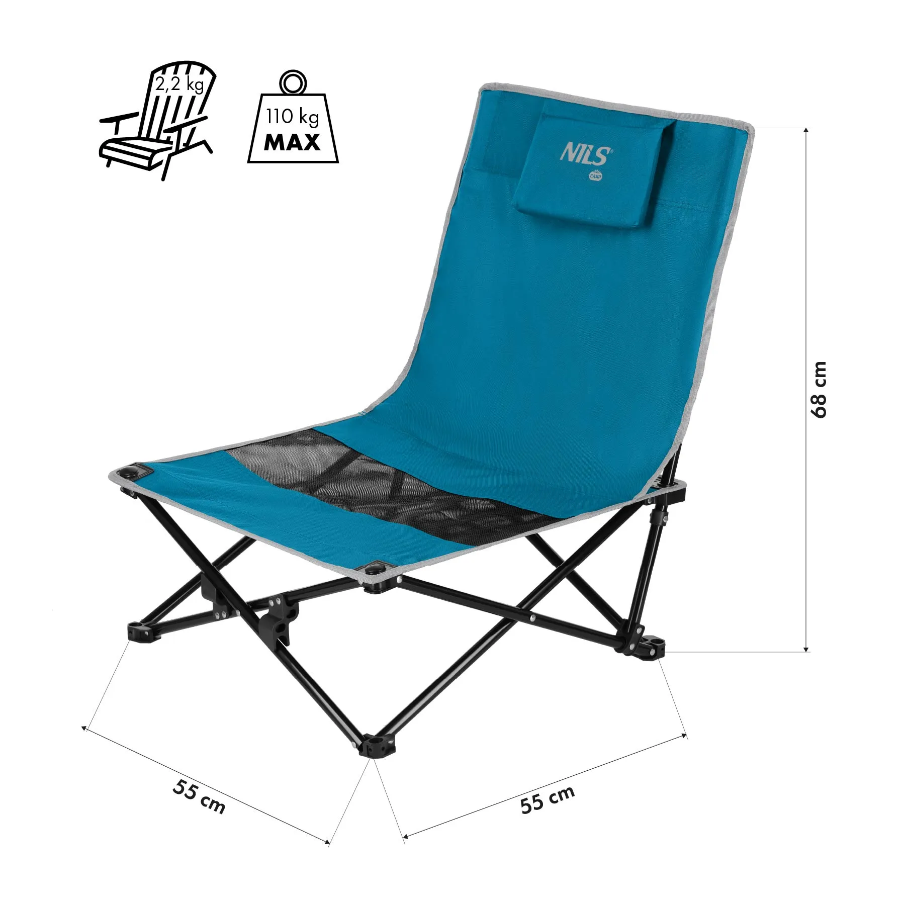 stolica za plažu plavo siva nils camp - slika 4