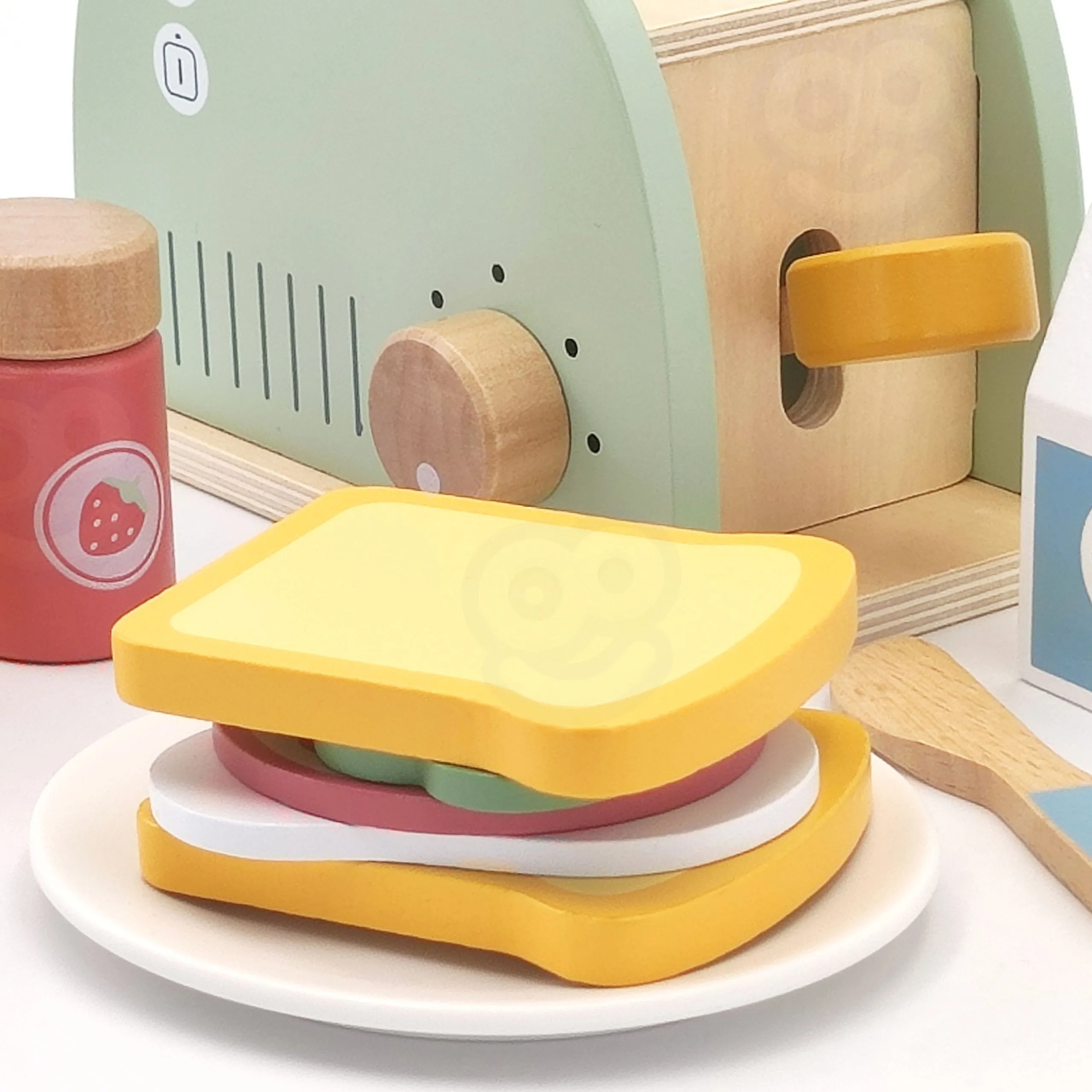 tooky toy drveni toster za djecu pastelno zeleni - slika 9