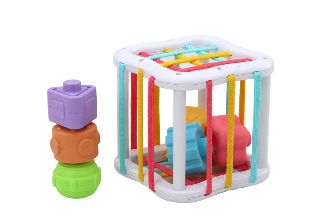 set senzoričkih igračaka - sorter s koalom, kocka s blokovima i spineri - slika 4