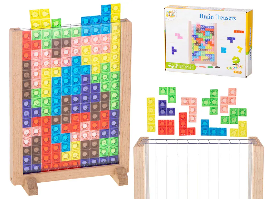 montessori vertikalni tetris u drvenom okviru - slika 2